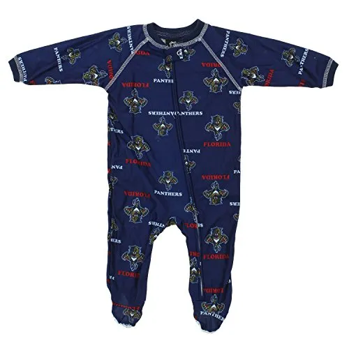 NHL Infants Florida Panthers Full Zip Raglan Logo Print Coverall, Navy
