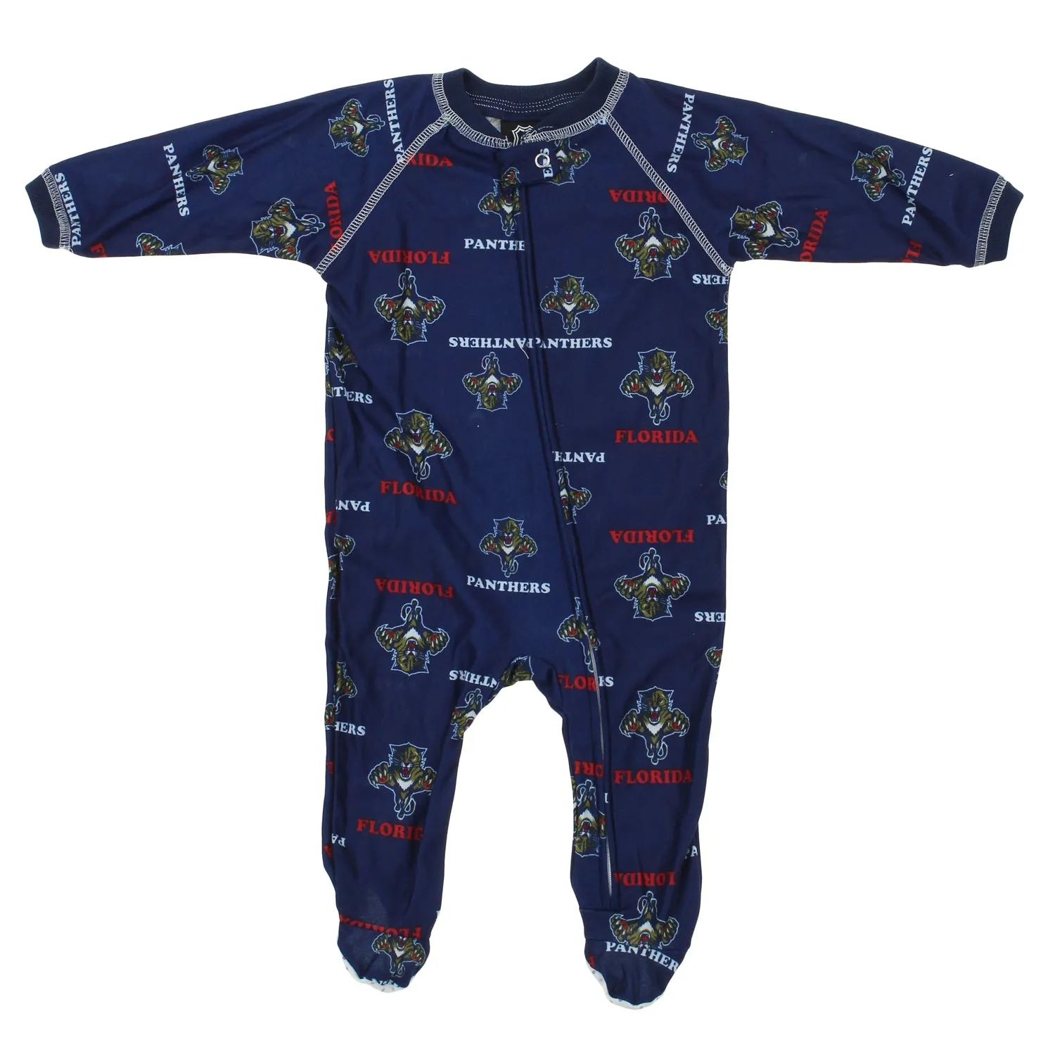 NHL Infants Florida Panthers Full Zip Raglan Logo Print Coverall, Navy