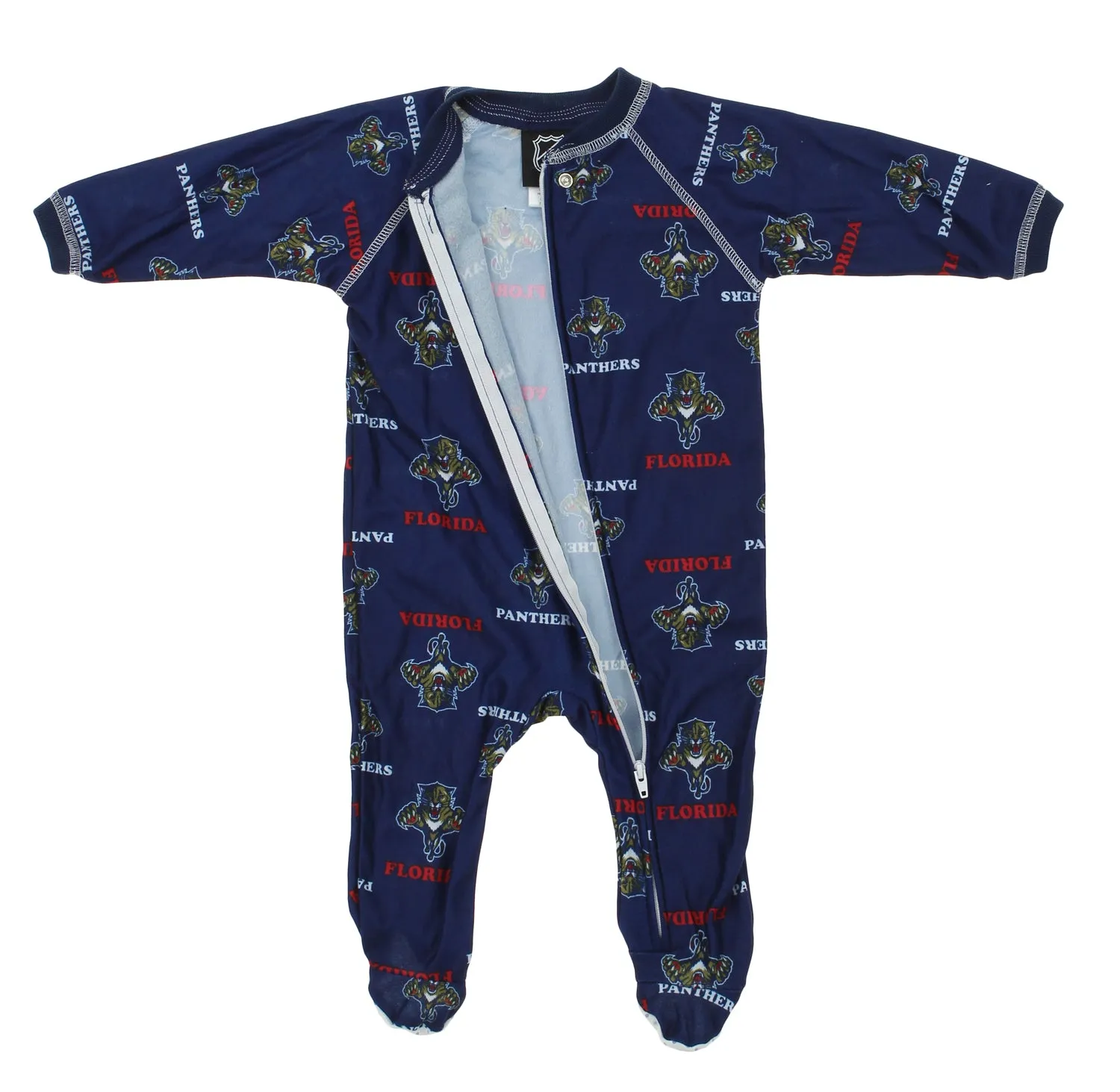 NHL Infants Florida Panthers Full Zip Raglan Logo Print Coverall, Navy