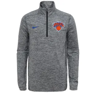 Nike NBA Youth New York Knicks Space Dye Heathered Grey 1/4 Zip Element Pullover