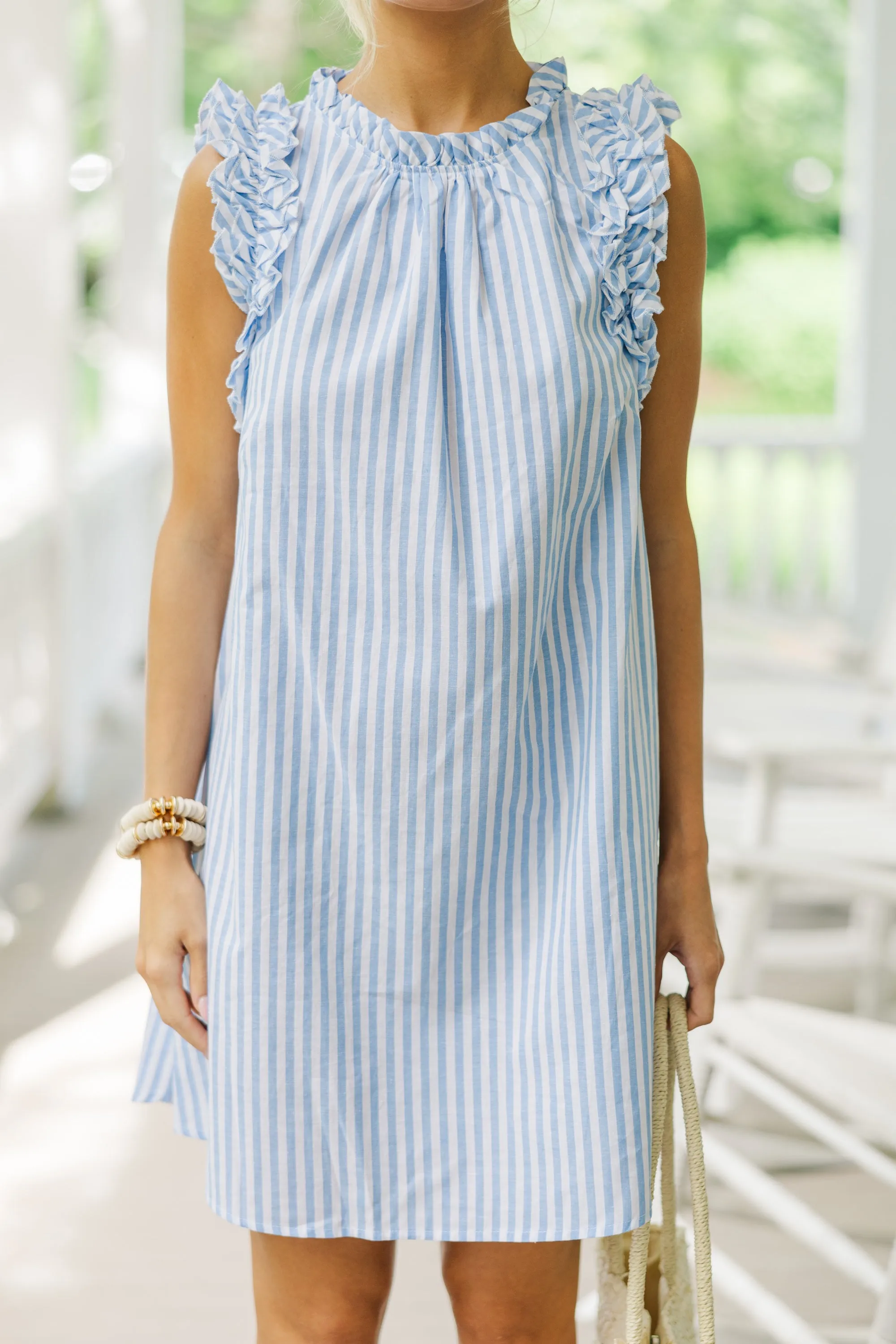 On The Look Out Blue Striped Dress
