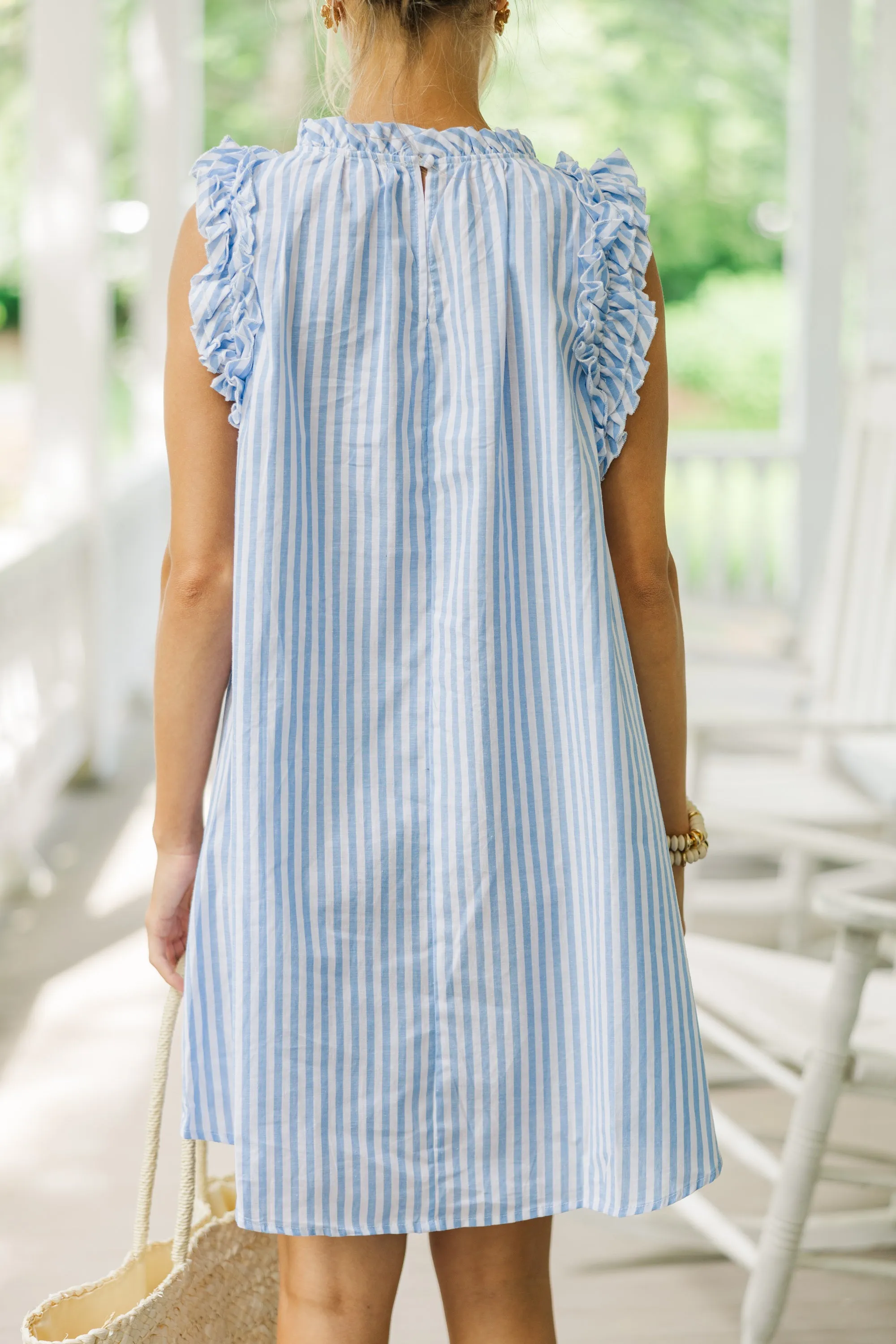 On The Look Out Blue Striped Dress
