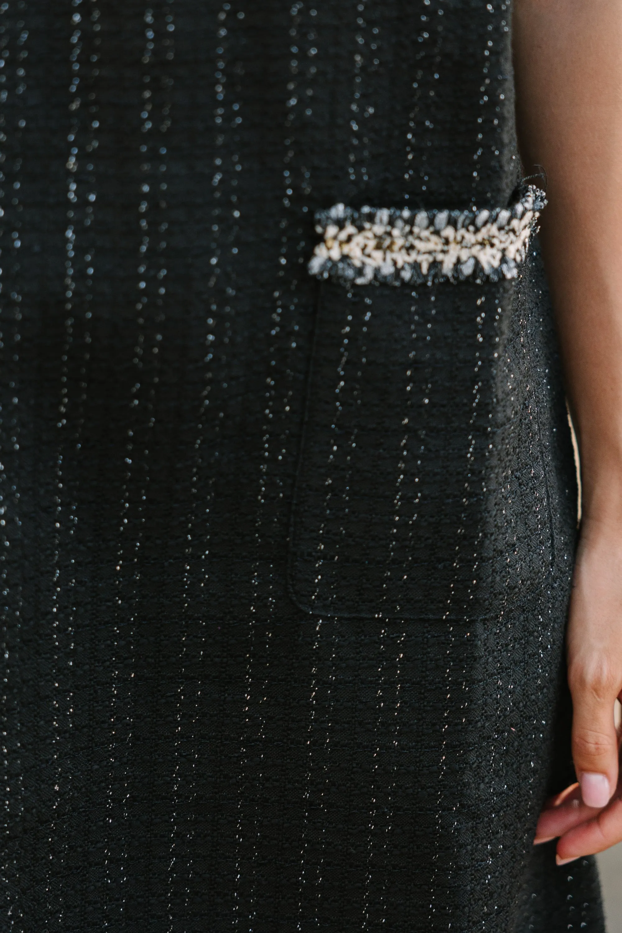 On Time Black Tweed Mini Shift Dress