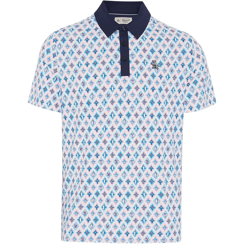Original Penguin All-Over Atomic Cocktail Print Polo Shirt - Black Iris