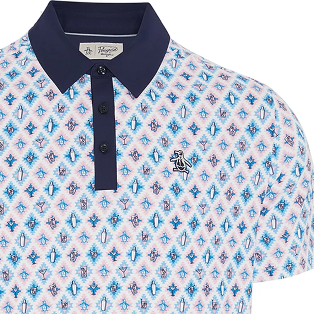 Original Penguin All-Over Atomic Cocktail Print Polo Shirt - Black Iris