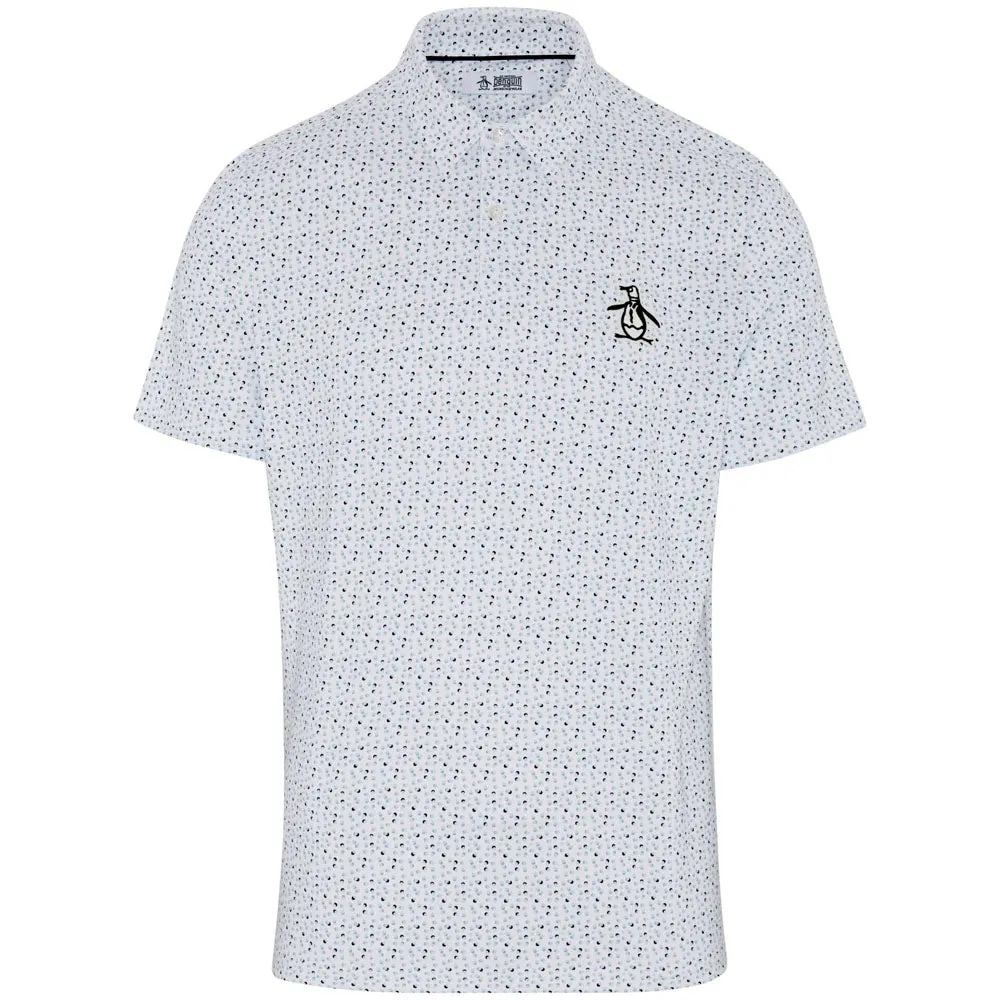 Original Penguin All Over Golf Ball Print Polo Shirt - Bright White