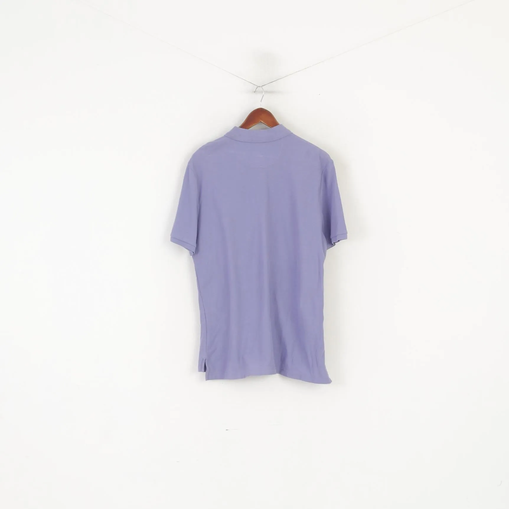 Original Penguin Men L Polo Shirt Purple Plain Cotton Classic Fit Short Sleeve Top