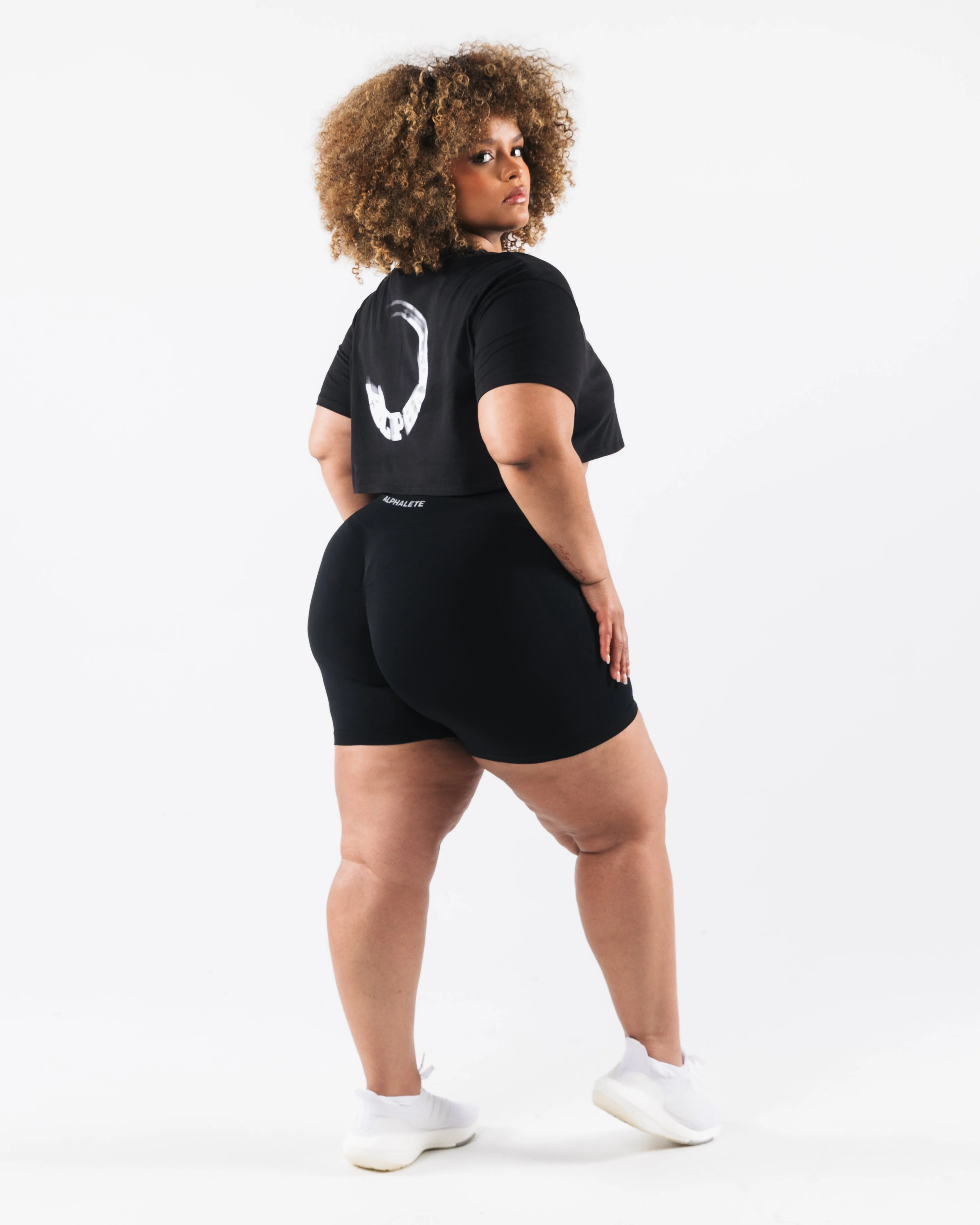 OT Oversized Crop Tee - Black Alphalete Athletics