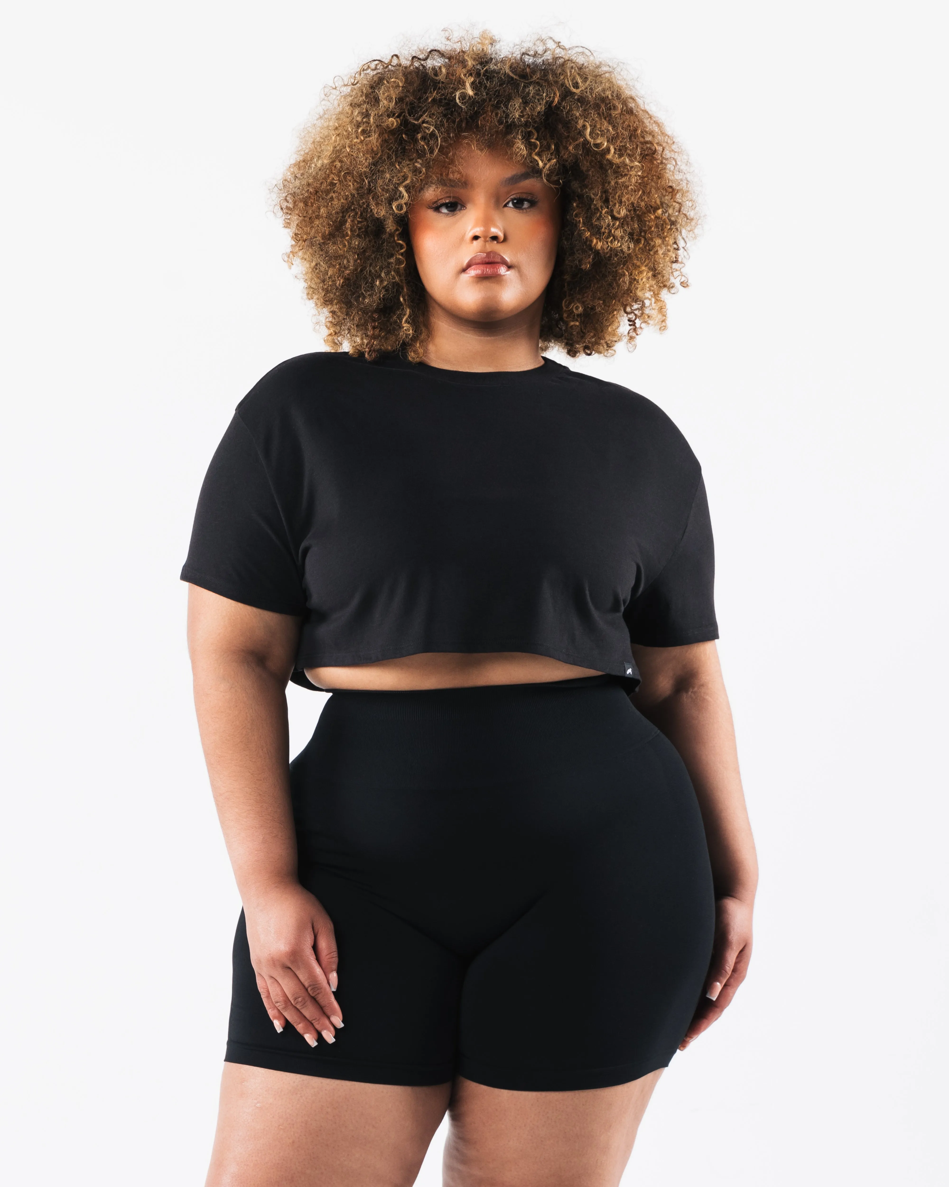 OT Oversized Crop Tee - Black Alphalete Athletics