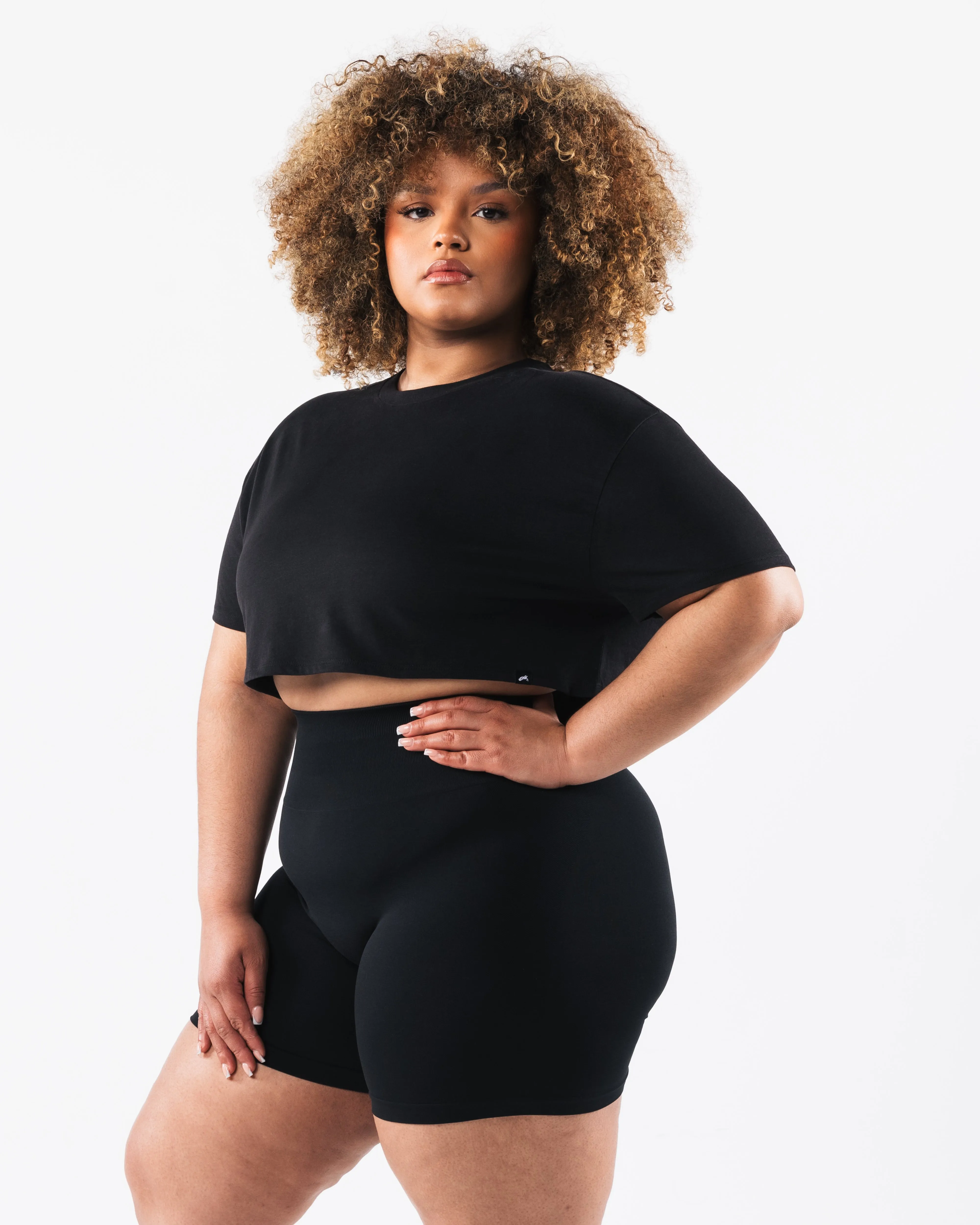 OT Oversized Crop Tee - Black Alphalete Athletics