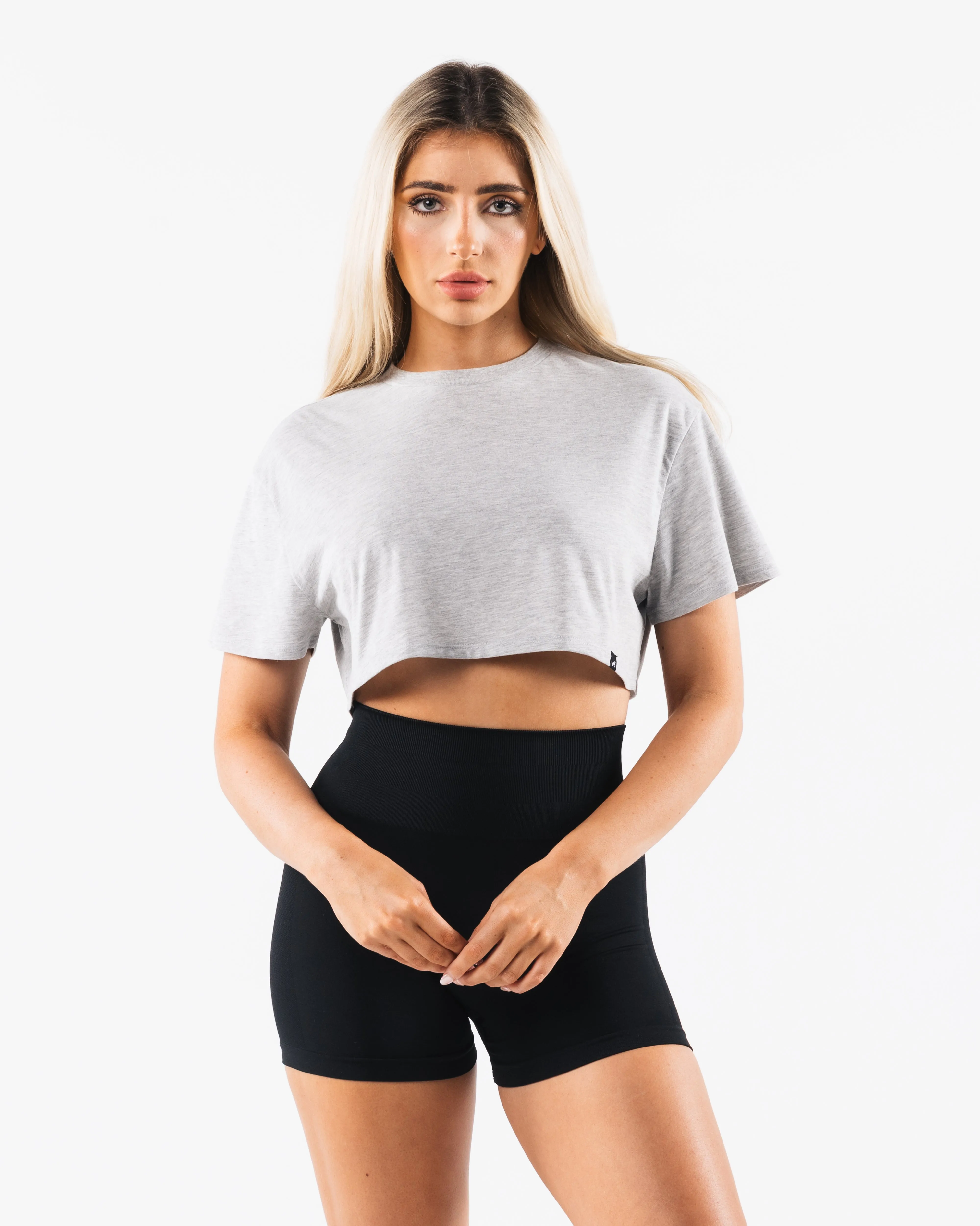 OT Oversized Crop Tee - Light Heather Grey Alphalete Athletics