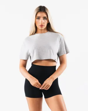 OT Oversized Crop Tee - Light Heather Grey Alphalete Athletics