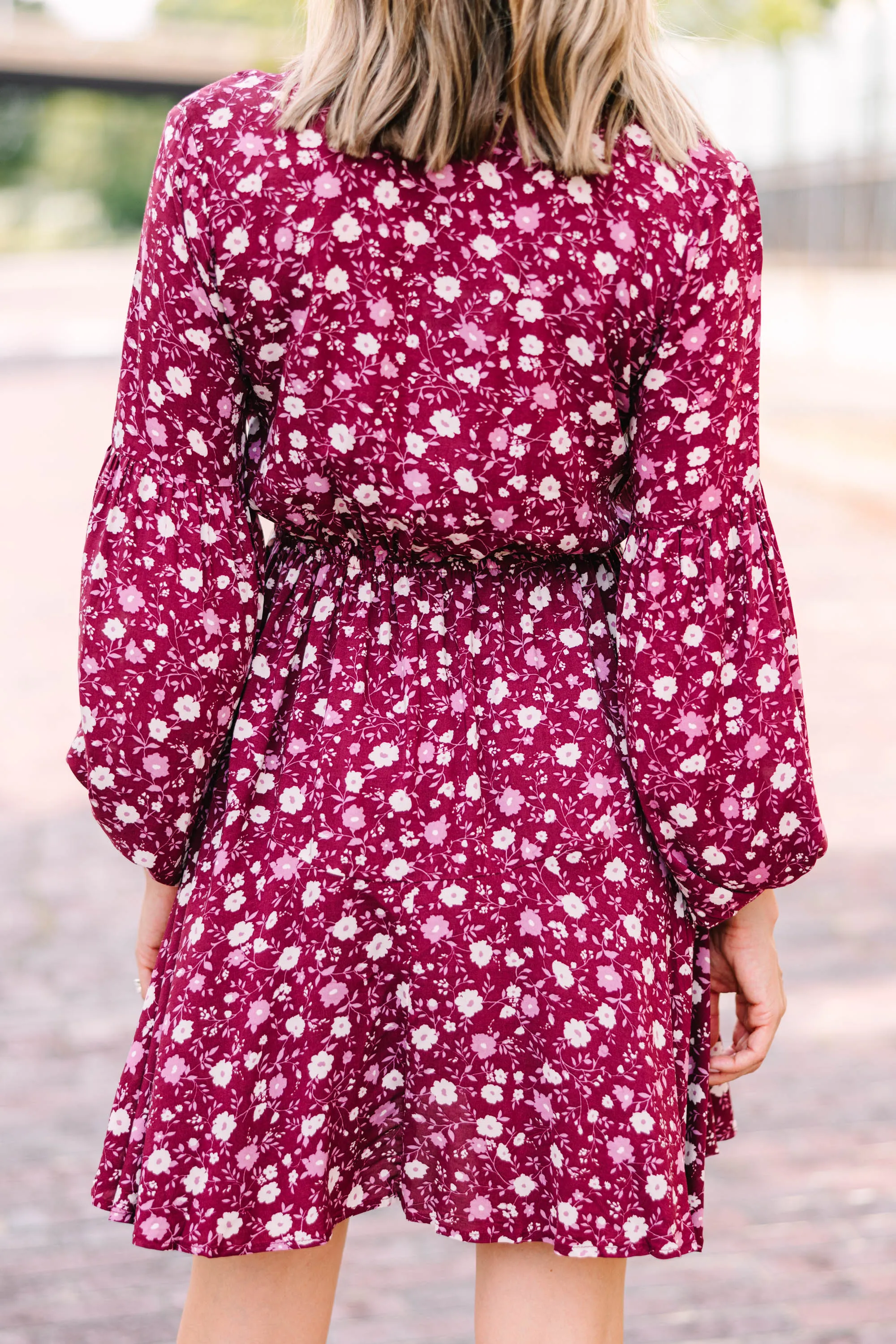Out For The Day Burgundy Red Floral Dress
