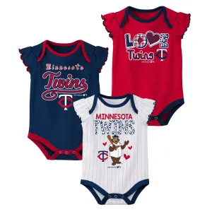 Outerstuff MLB Baseball Infants Minnesota Twins 3 pack Creeper Set