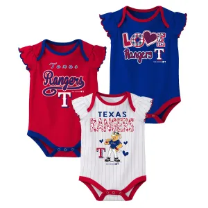 Outerstuff MLB Baseball Infants Texas Rangers 3 pack Creeper Set