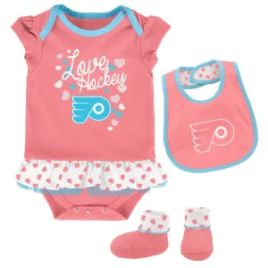 Outerstuff NHL Infant Girls Philadelphia Flyers Pink Love Hockey Creeper Set