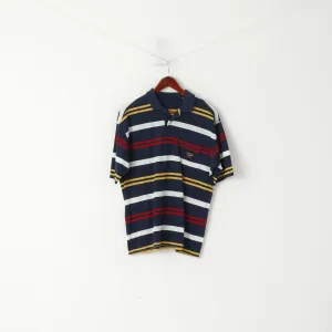 Paul & Shark Yachting Men M Polo Shirt Navy Cotton Striped Pocket Casual Top