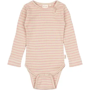 Petit Piao Bright Rose/Dark Off White Body L/S Modal Striped
