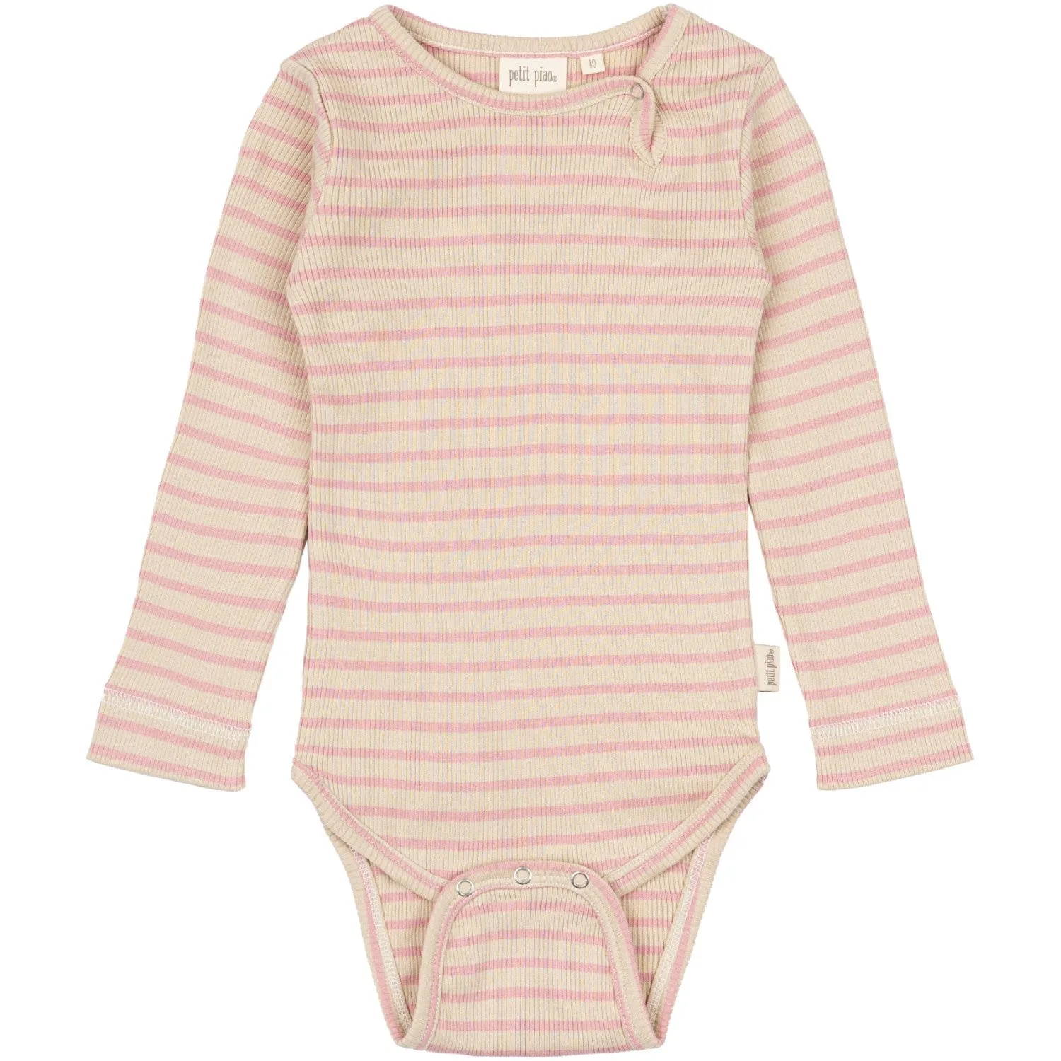 Petit Piao Bright Rose/Dark Off White Body L/S Modal Striped