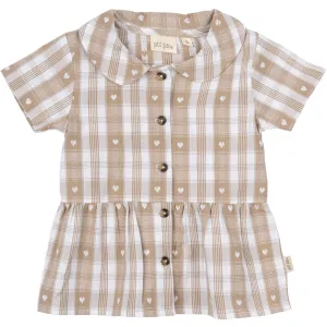 Petit Piao Off White Heart Shirt S/S Round Woven