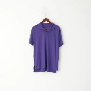 POLO Ralph Lauren Men L Polo Shirt Purple Cotton Stertch Short Sleeve Plain Top