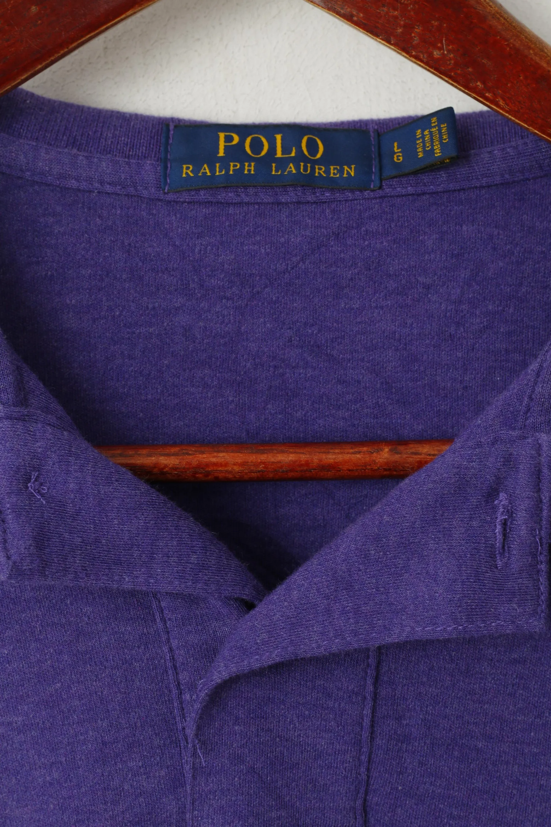 POLO Ralph Lauren Men L Polo Shirt Purple Cotton Stertch Short Sleeve Plain Top