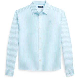 Polo Ralph Lauren Turquoise Nova/Whte Stripe Girl Button Front Shirt