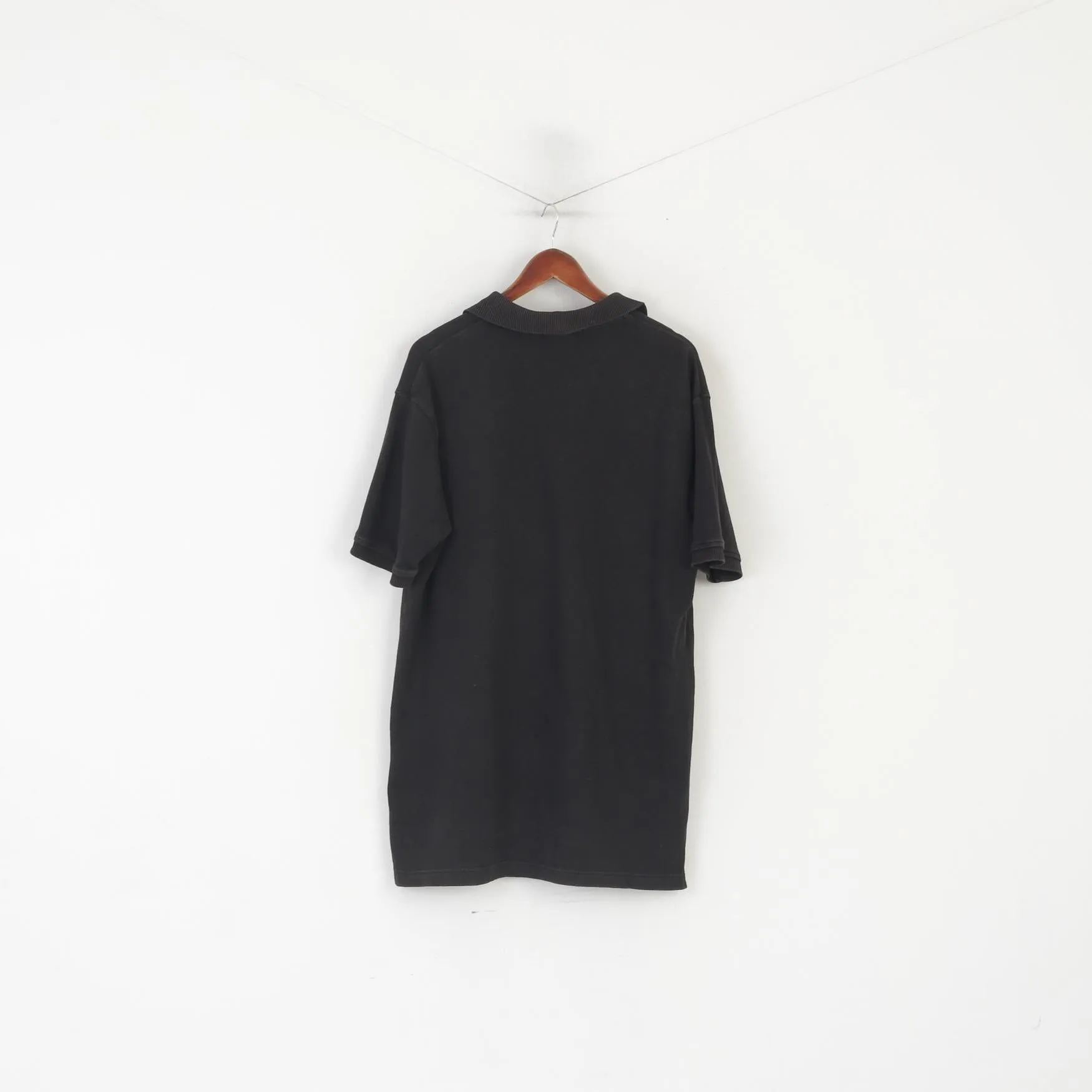 Polo Sport Ralph Lauren Men L Polo Shirt Black Cotton Vintage Stretch Classic Top