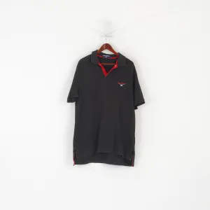 Polo Sport Ralph Lauren Men L Polo Shirt Black Cotton Vintage Stretch Classic Top