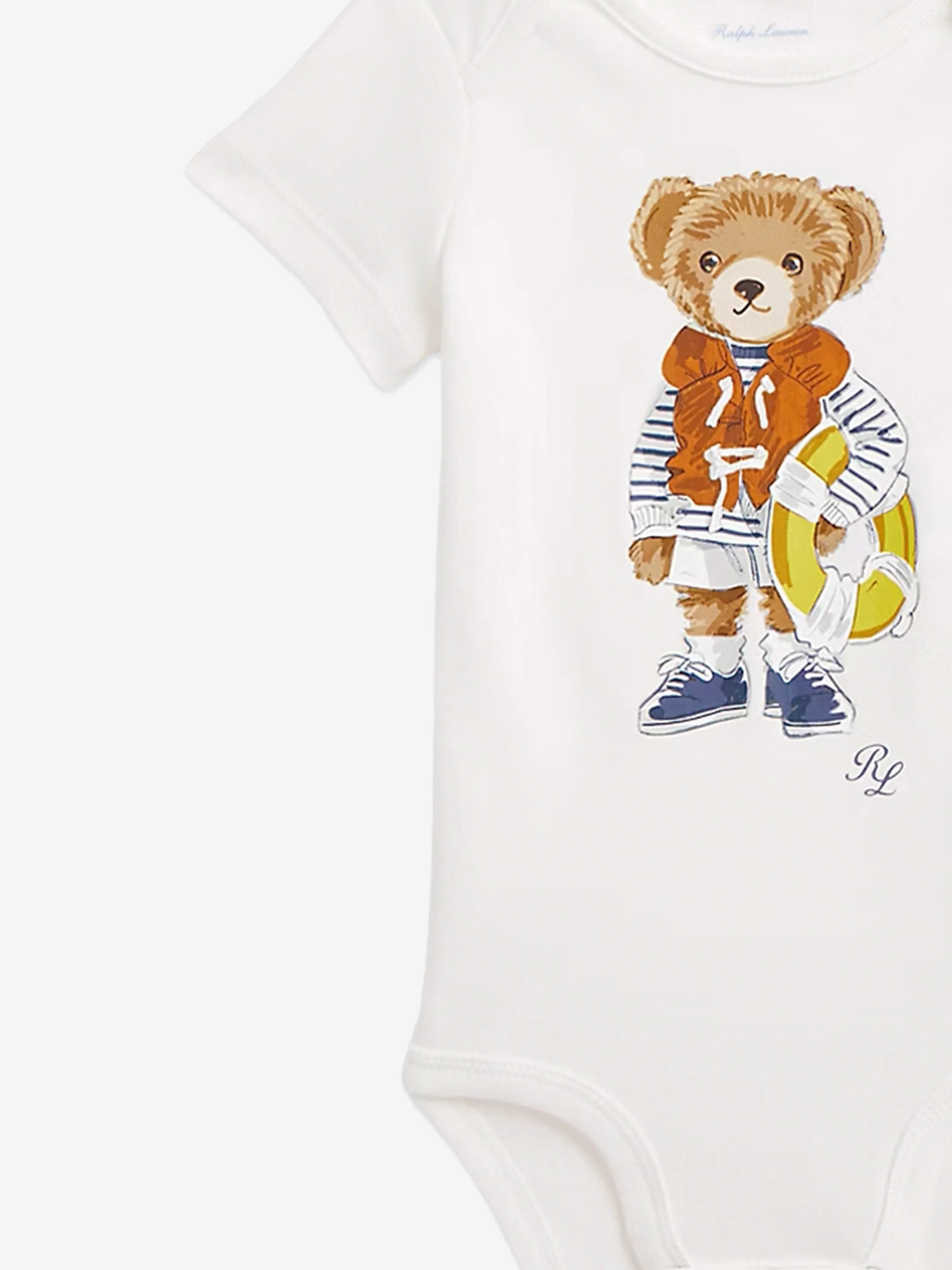 Ralph Lauren Baby Boys Bear Bodysuit Set in White
