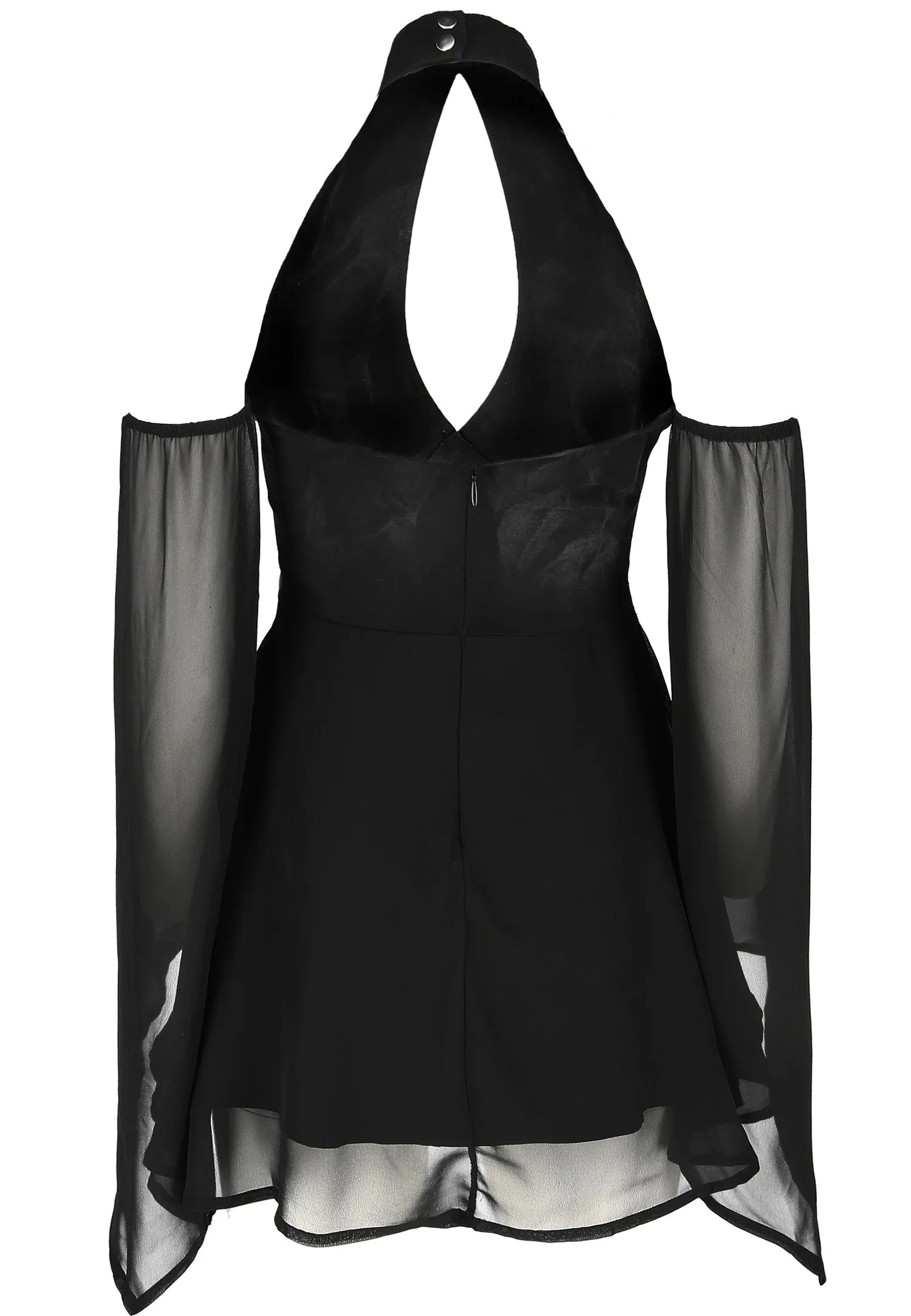 Restyle - Halterneck Floaty Fairy Acid Wash Tunic Black - Dress