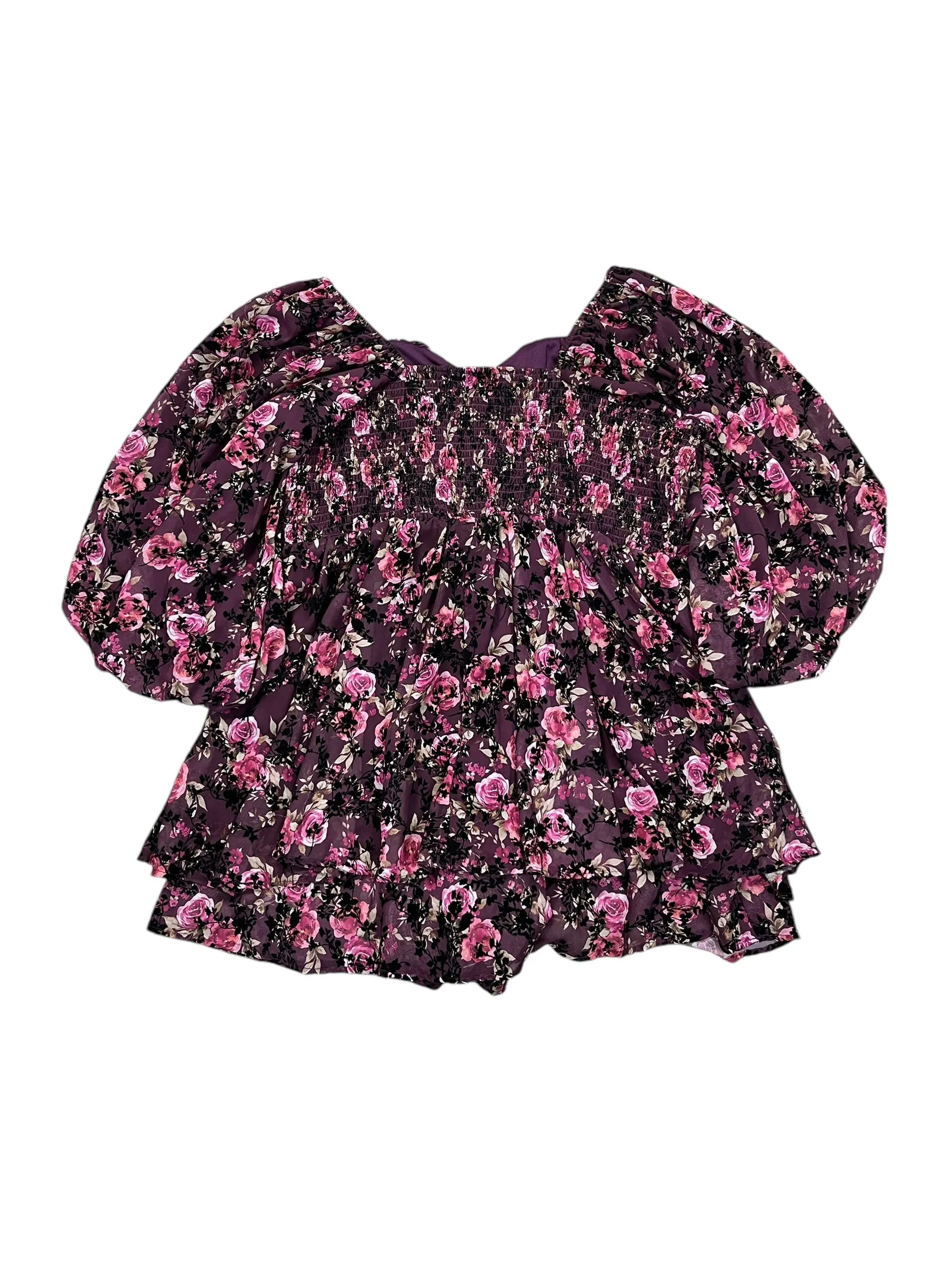 Romper By ARULA In Floral Print, Size:2X