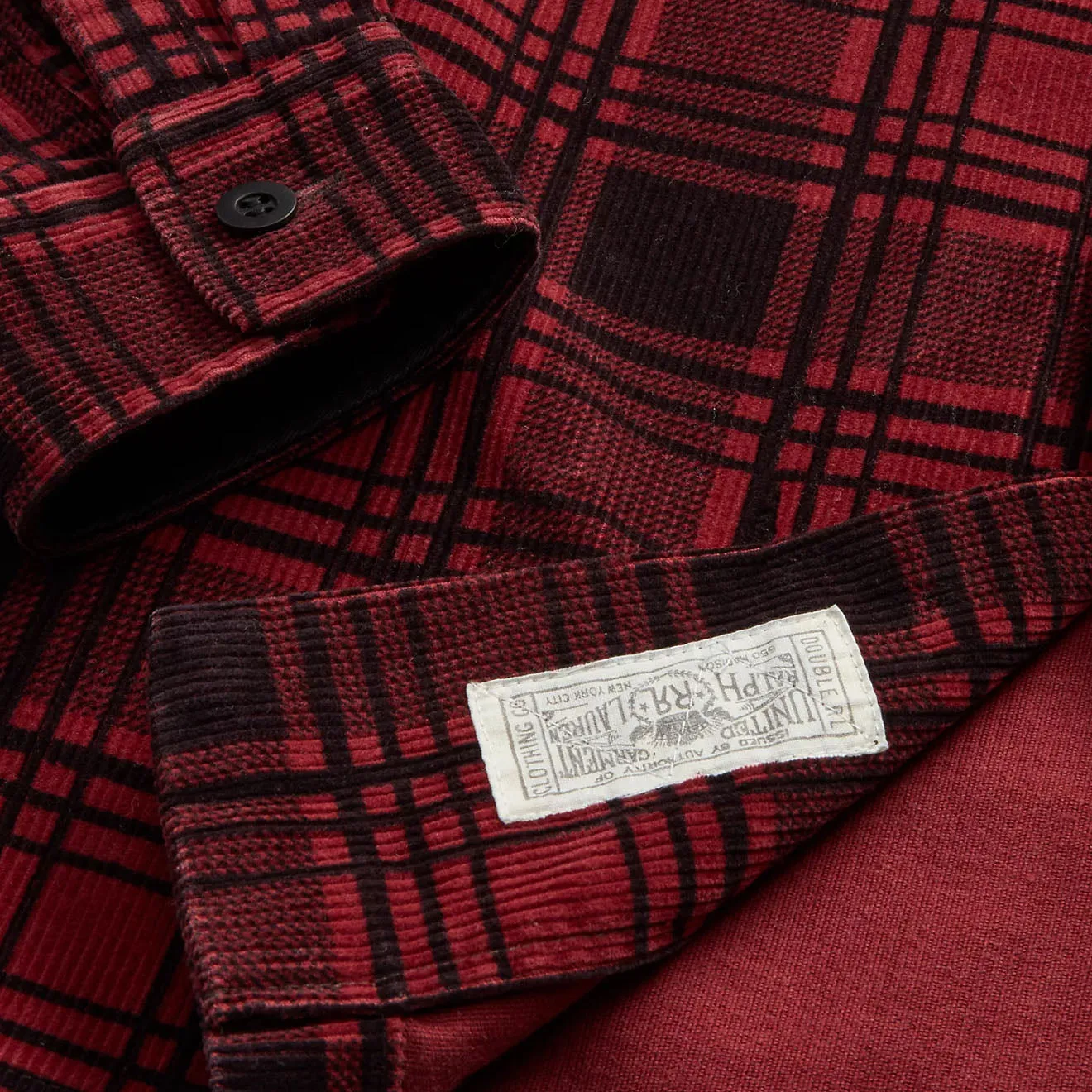 RRL by Ralph Lauren Plaid-Print Corduroy Camp Shirt Red / Black