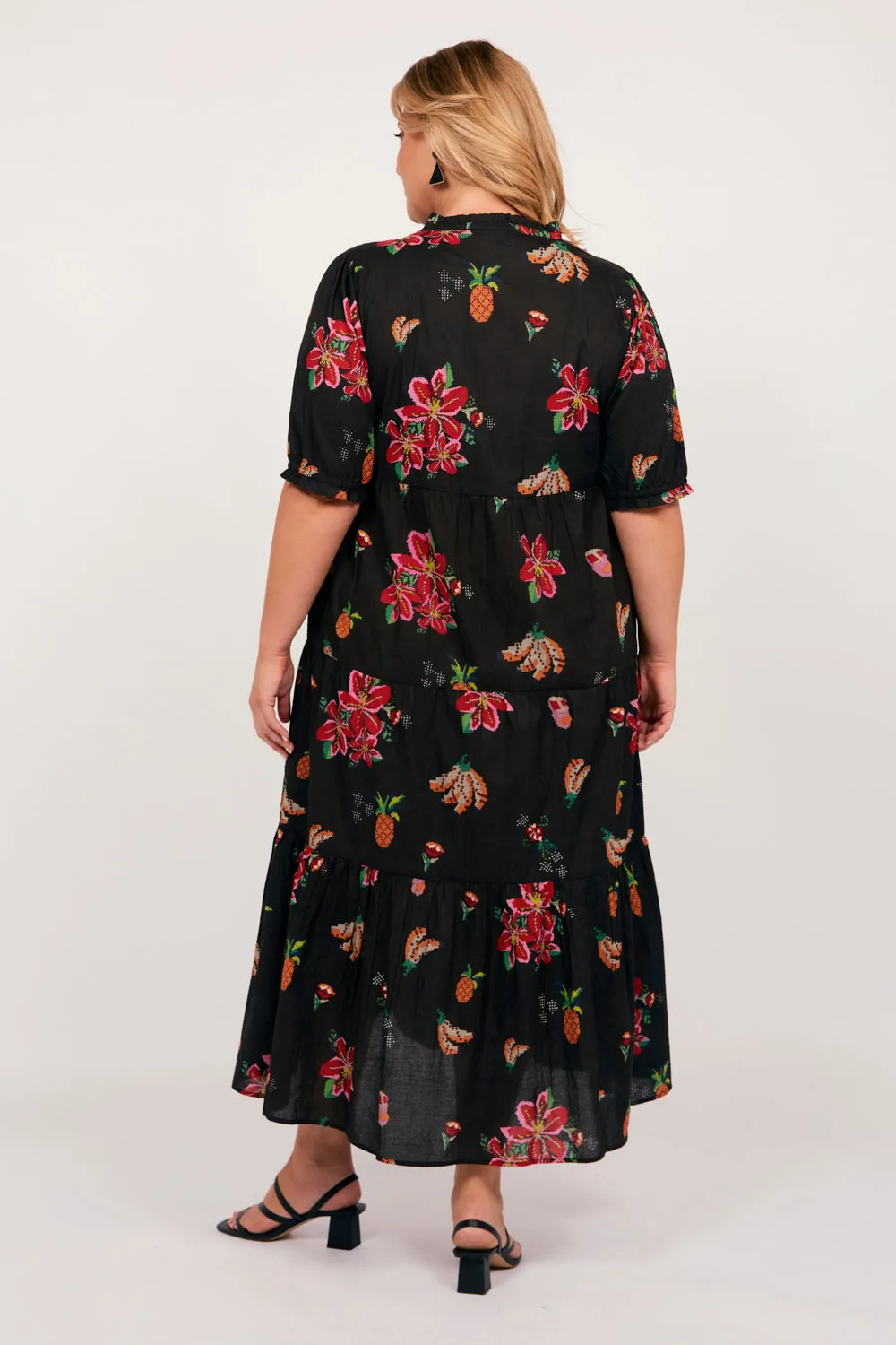 Sabre V-Neck Dress in Tapestry Blooms Adrift