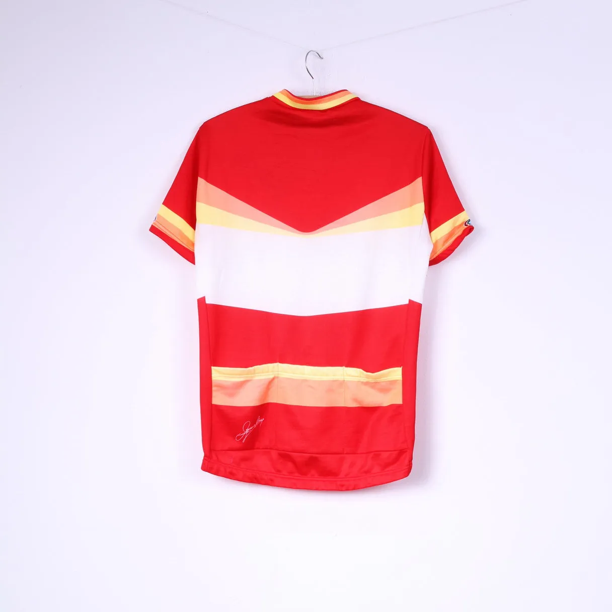 Seb Men XL Cycling Shirt Red Striped Zip Neck Sportswear Top Italy