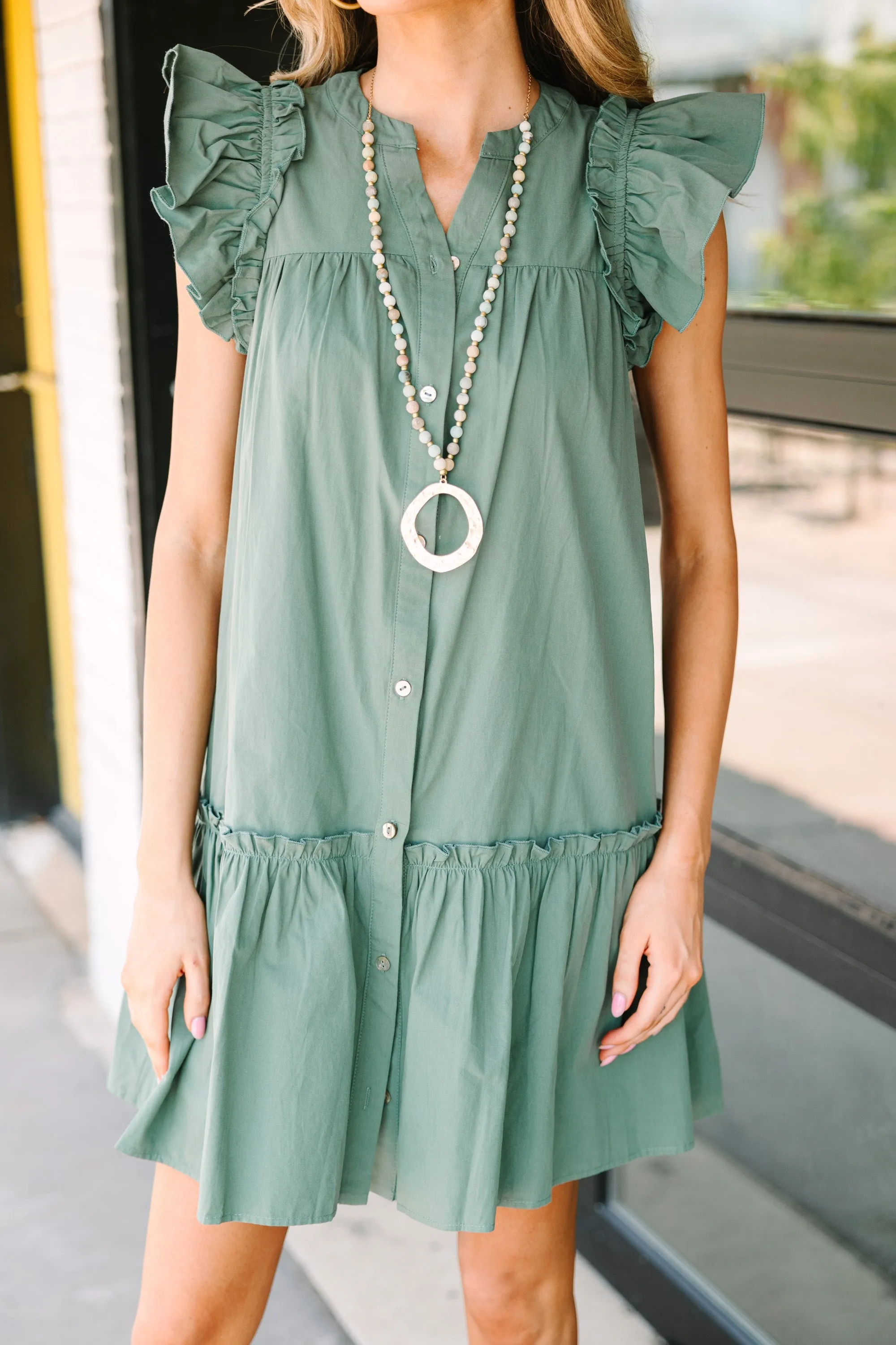 Send You Love Deep Sage Drop Waist Waist