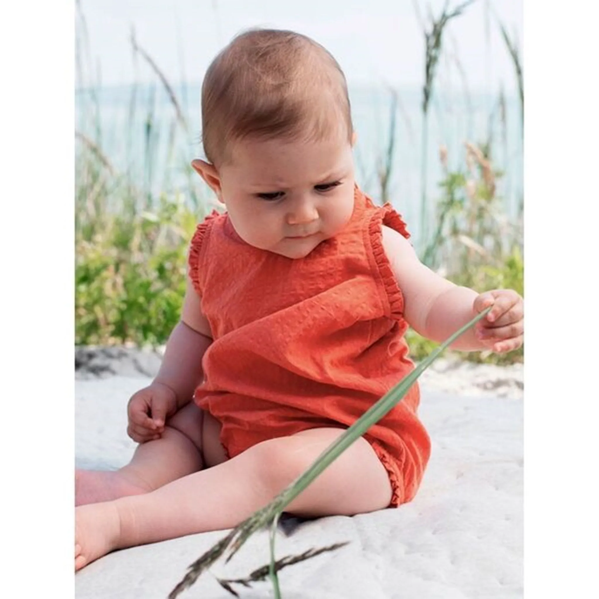 Serendipity Papaya Baby Frill Romper