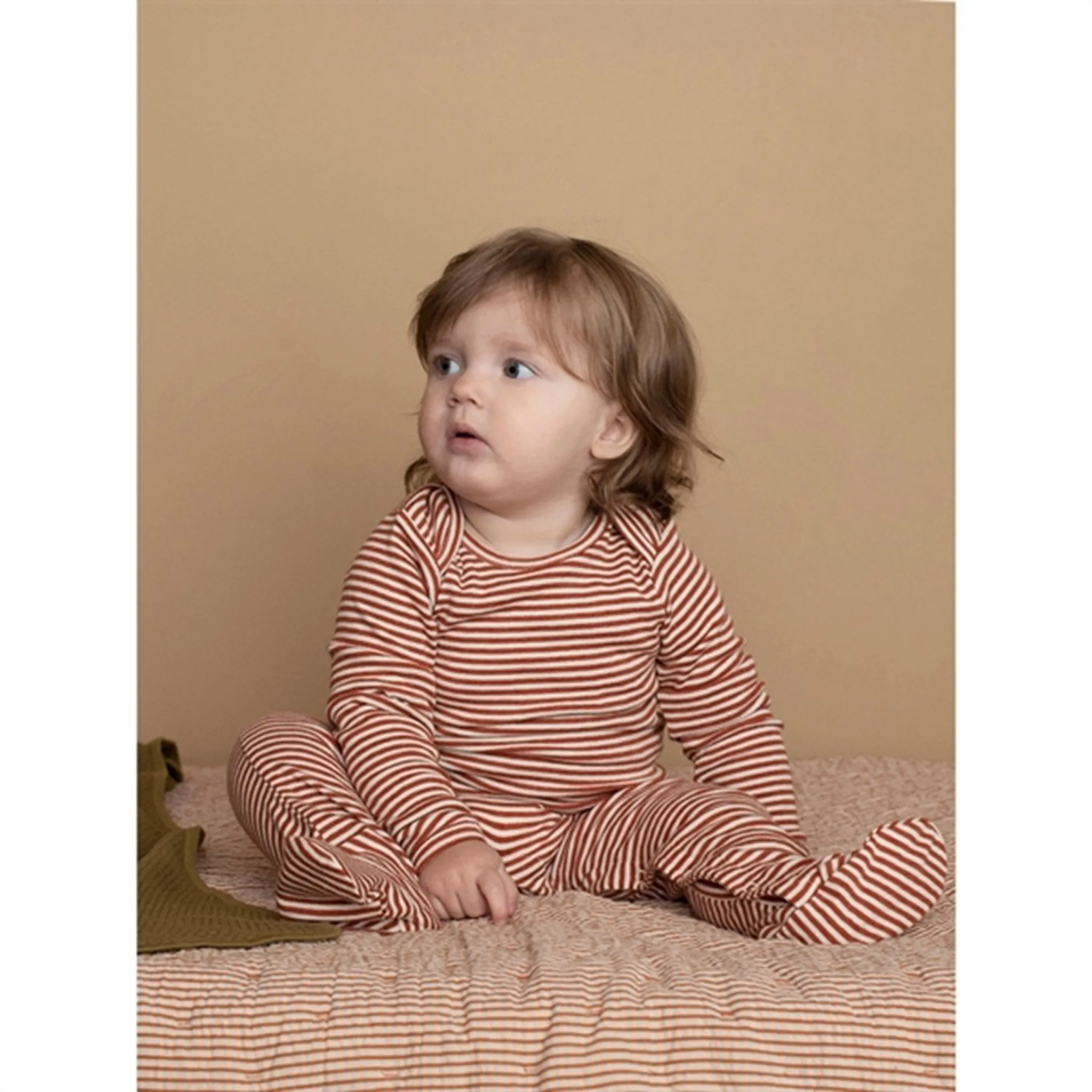Serendipity Rust/Offwhite Baby Stripe Rib Body Suit