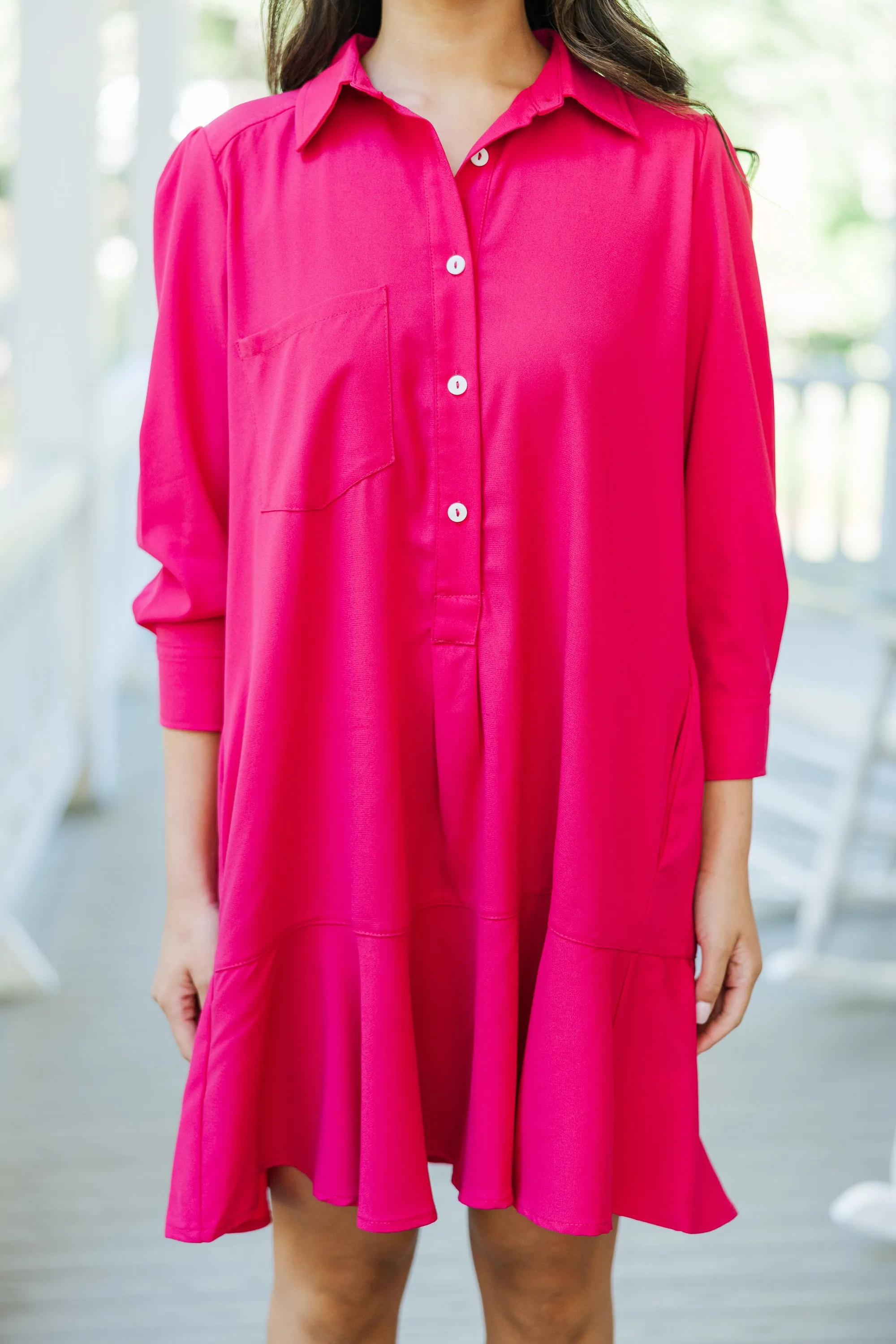 Share Your Story Fuchsia Pink Shirt Dress
