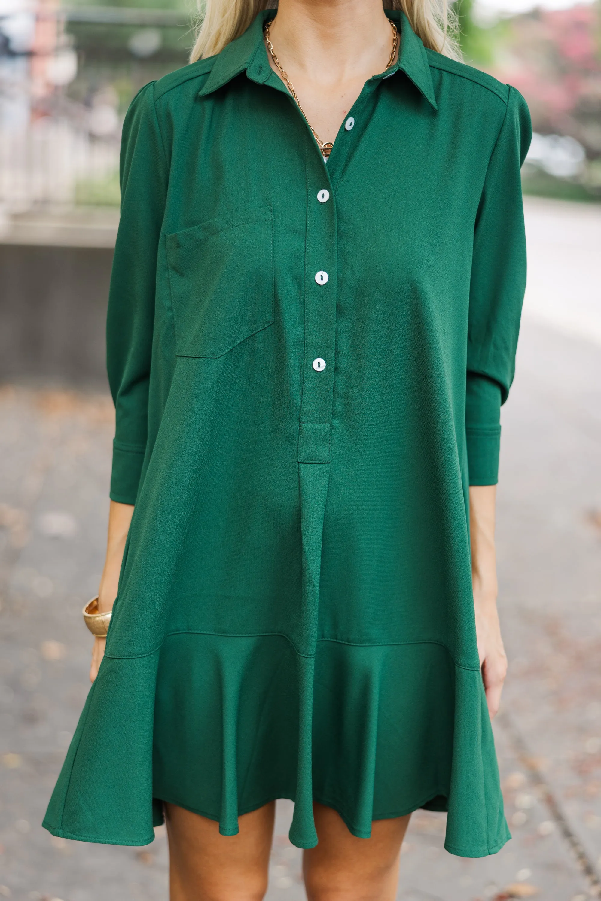 Share Your Story Hunter Green Shirt Dress