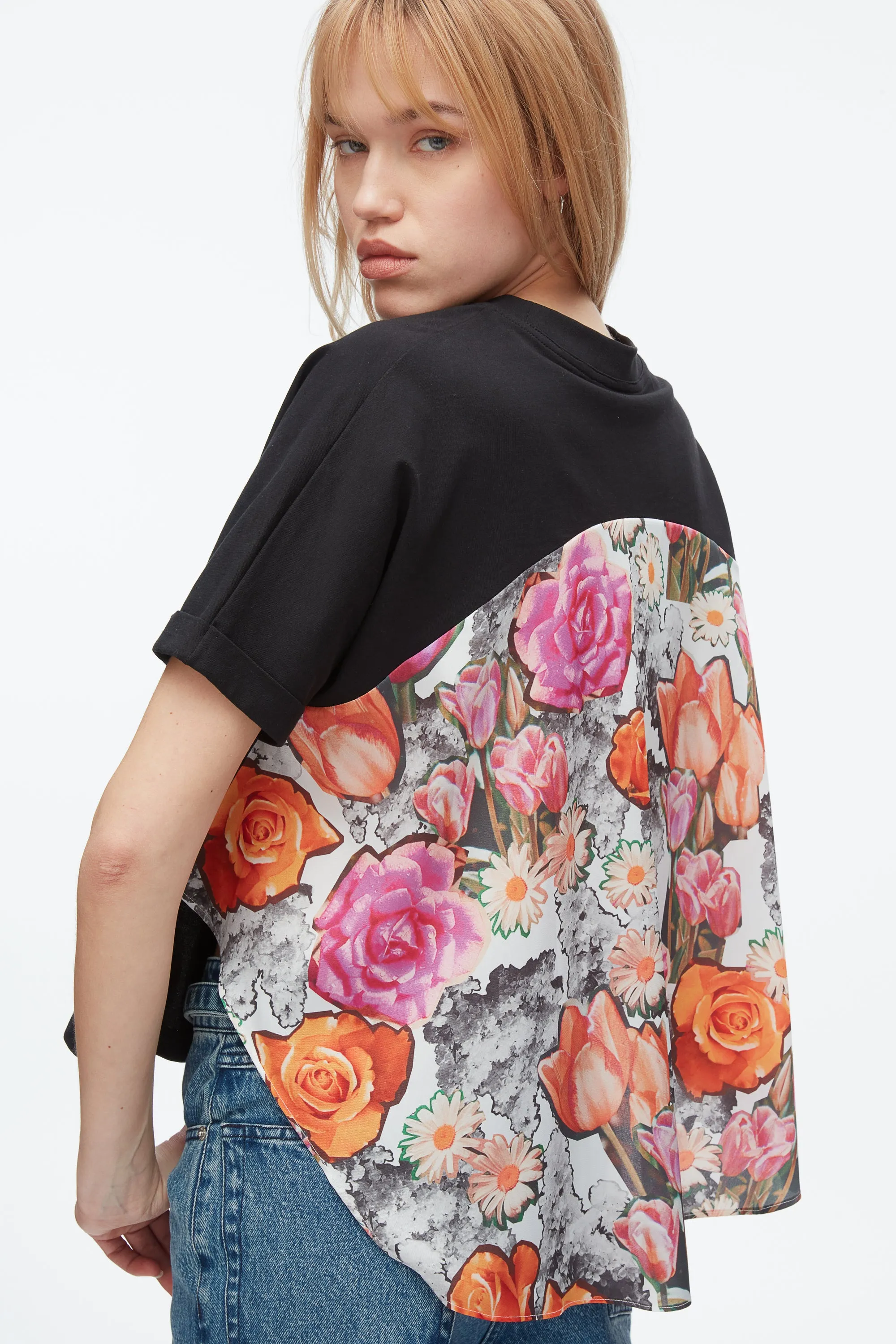 Short Sleeve Tee with Floral Collage Combo