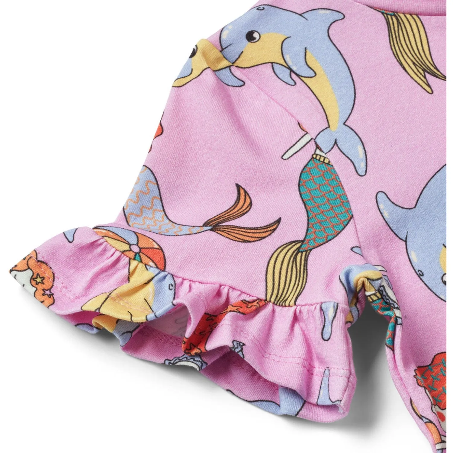 Smfolk Pink Lavender Kortrmet Dress With havfruer And delfiner