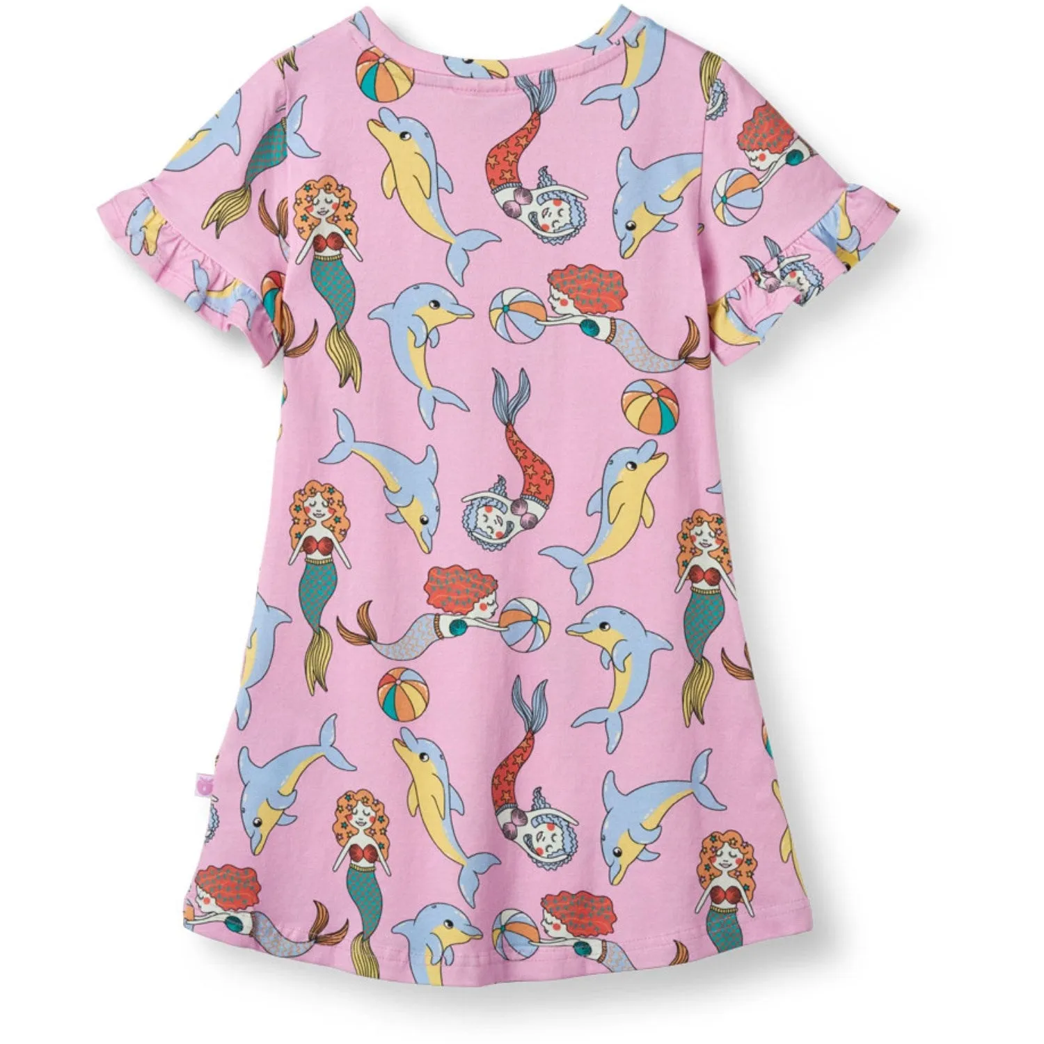 Smfolk Pink Lavender Kortrmet Dress With havfruer And delfiner