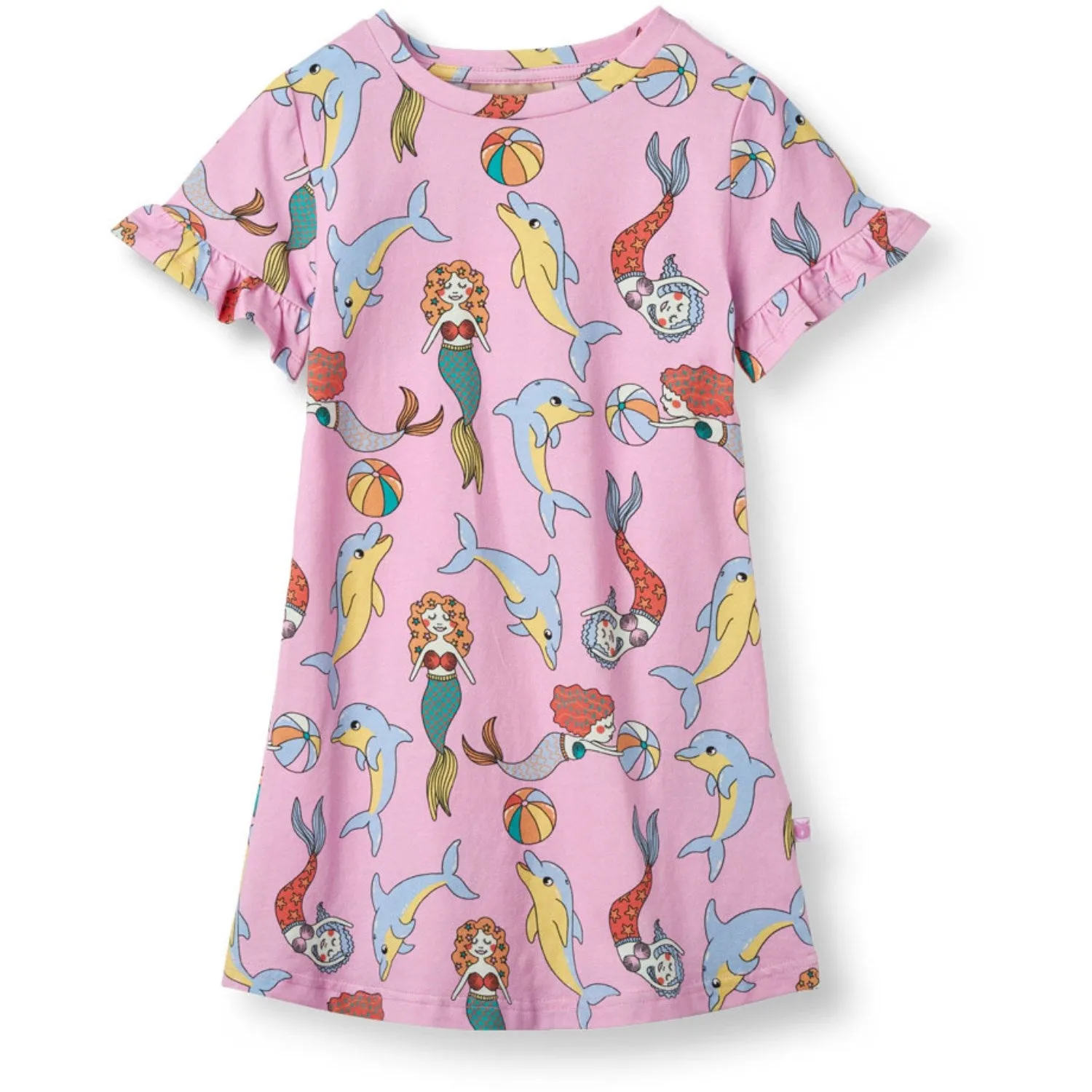 Smfolk Pink Lavender Kortrmet Dress With havfruer And delfiner