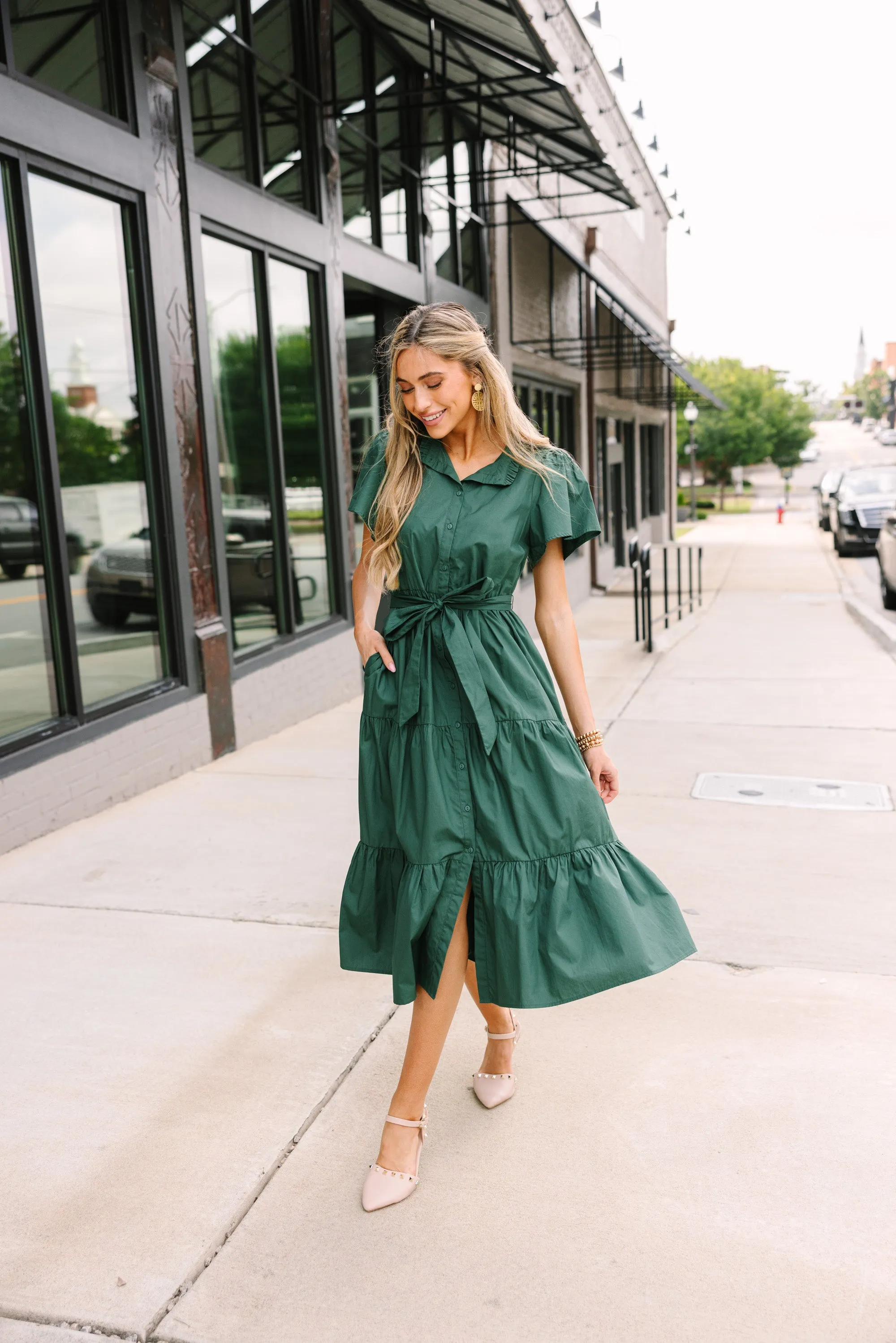 Sugarlips: Get What You Need Emerald Green Tiered Midi Dress