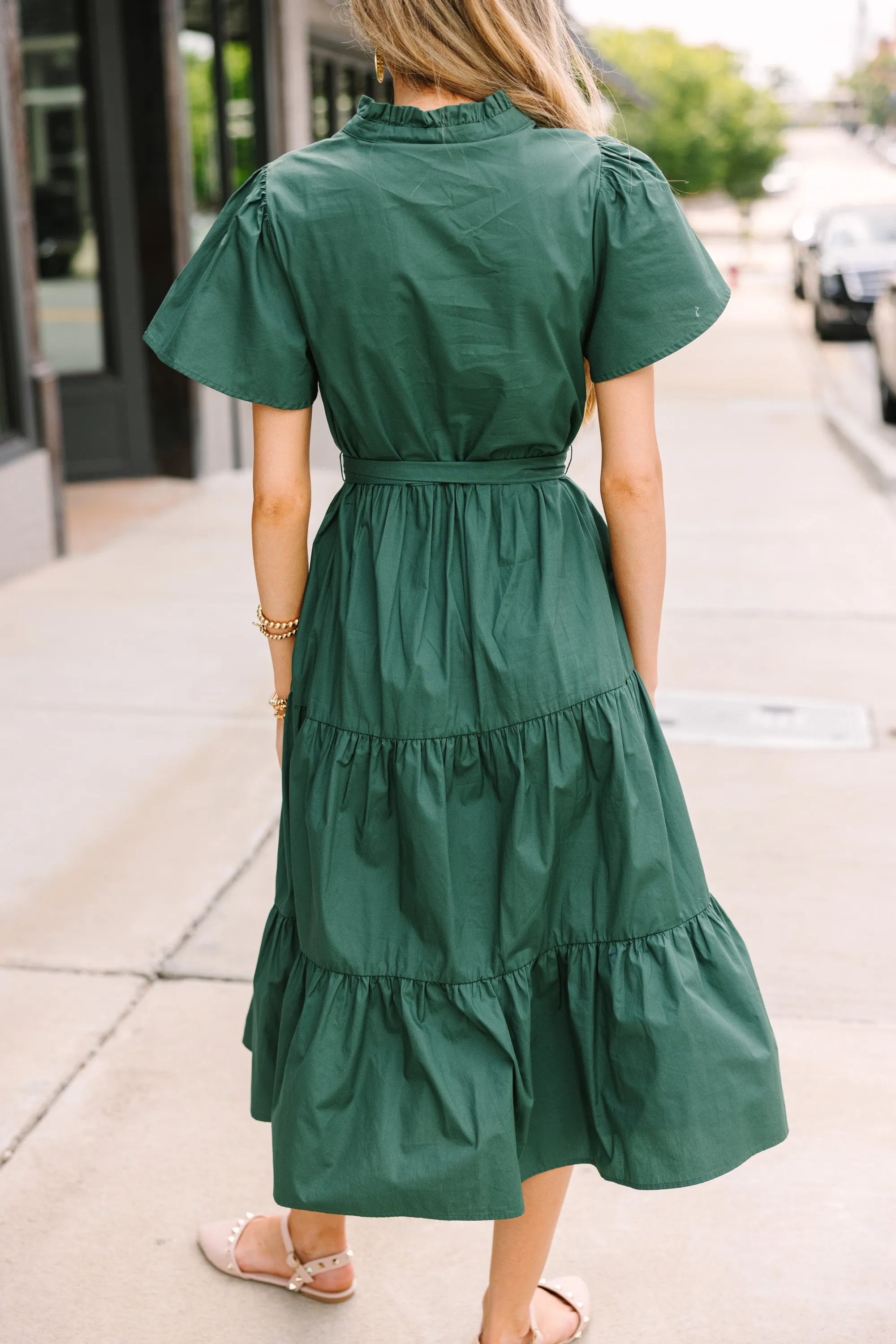 Sugarlips: Get What You Need Emerald Green Tiered Midi Dress