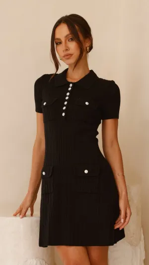 Taylah Collared Mini Dress - Black Billy J