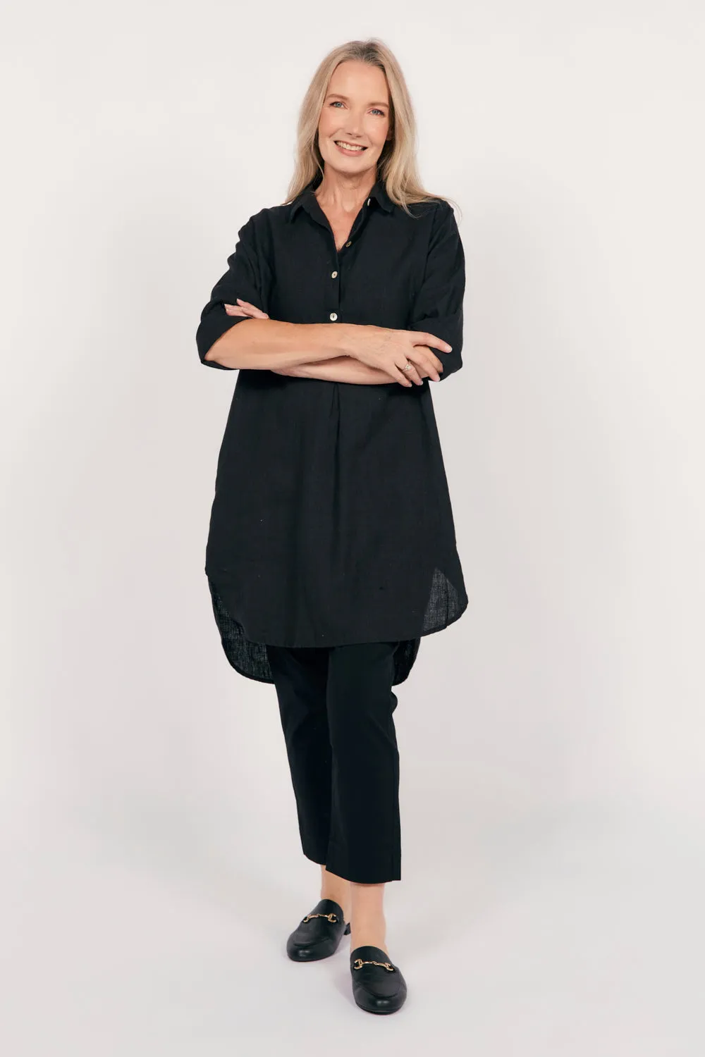 Tess Tunic Shirt Dress in Onyx Adrift