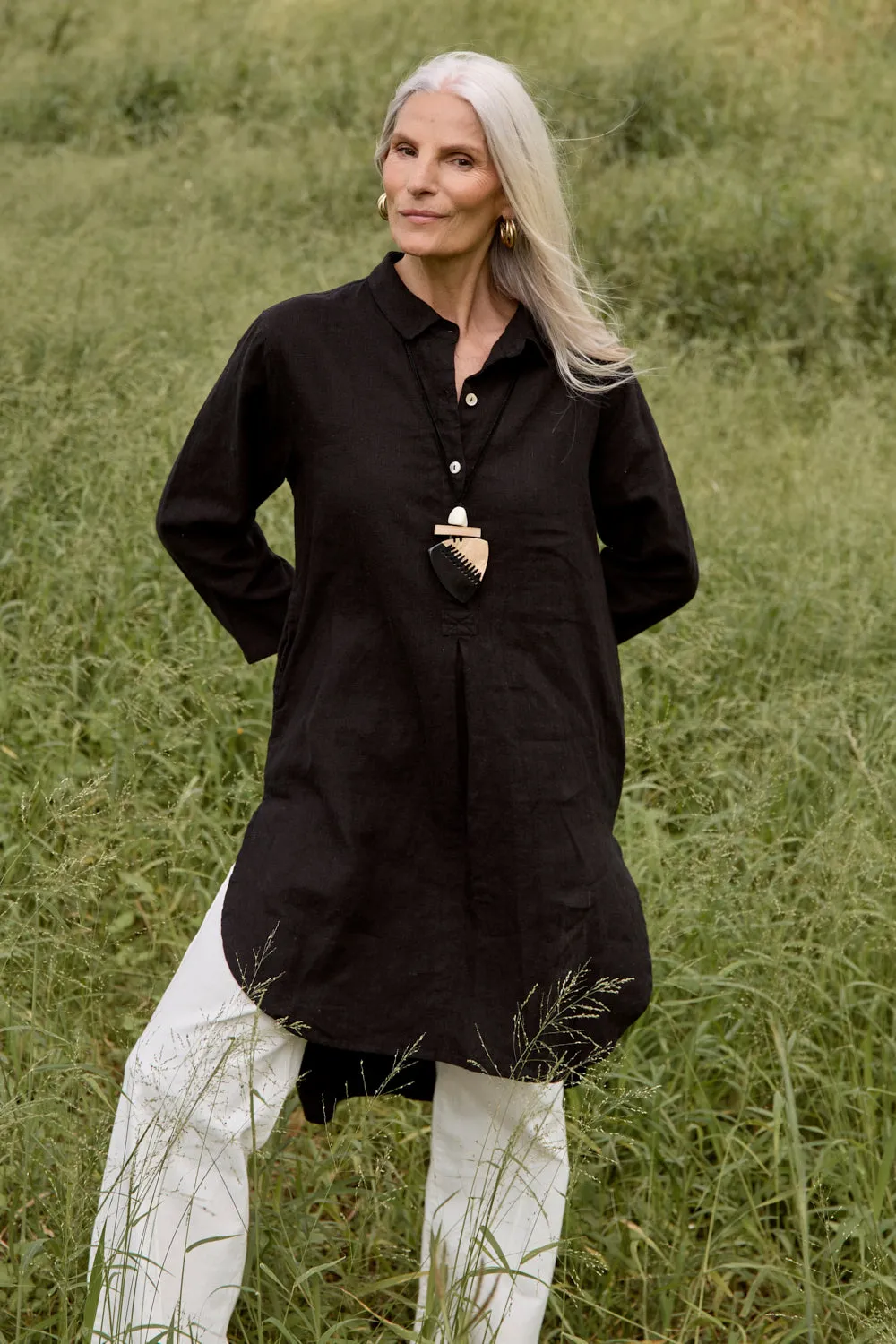 Tess Tunic Shirt Dress in Onyx Adrift