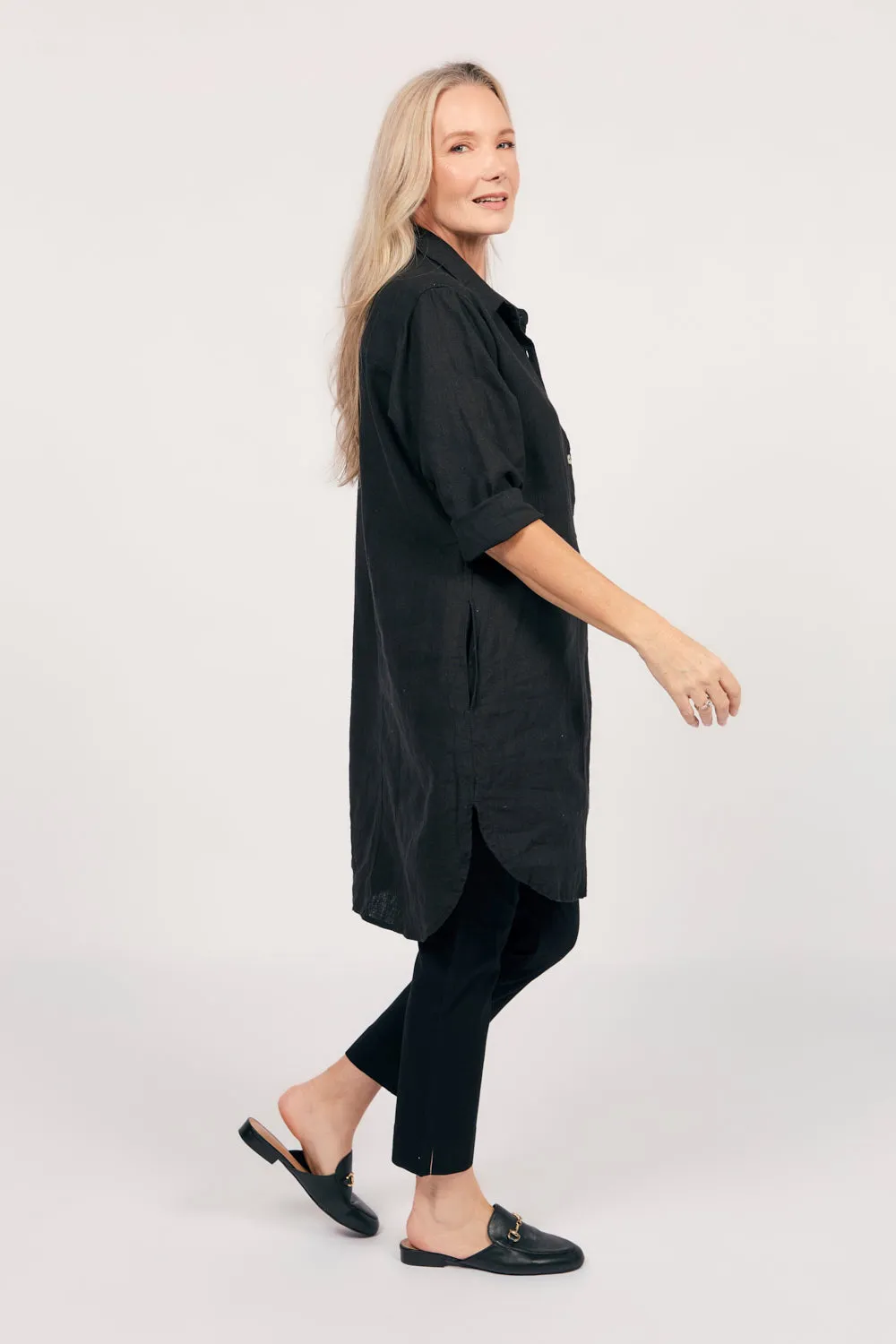 Tess Tunic Shirt Dress in Onyx Adrift